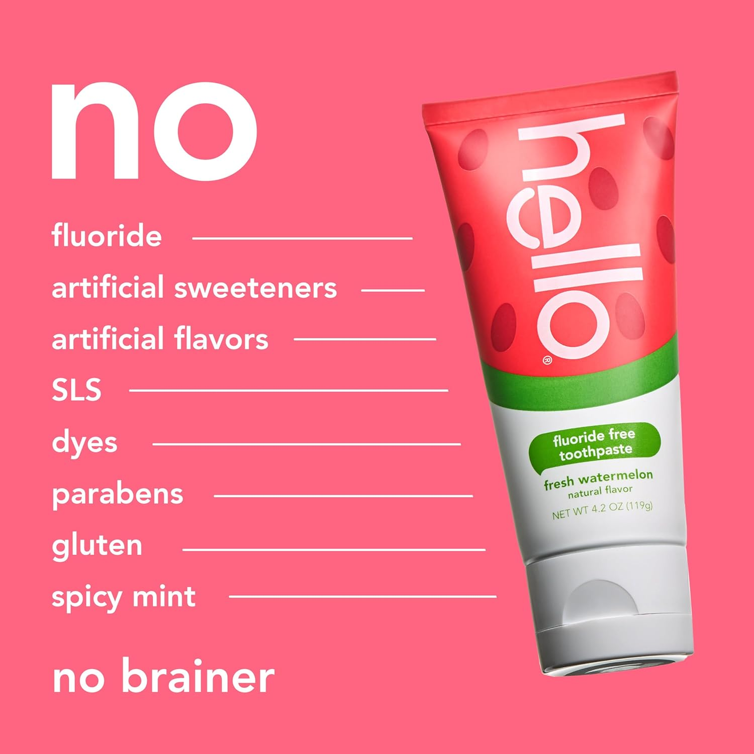Hello Products - Kids Fluoride Free Toothpaste Natural Watermelon - 4.2 Oz. image number 6