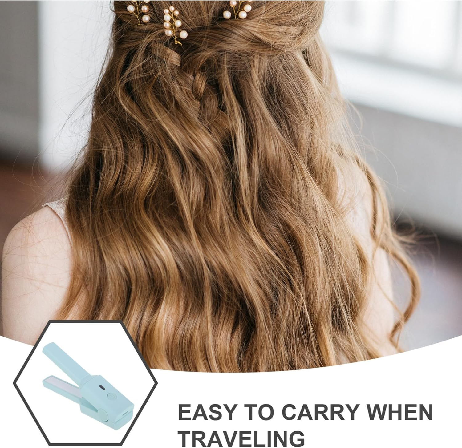 Auto Hair Curler and Pocket Hair Straightener USB Mini Ceramic Styling Tool for Constant Temperature and Portable Design for Travel and Daily Use image number 2