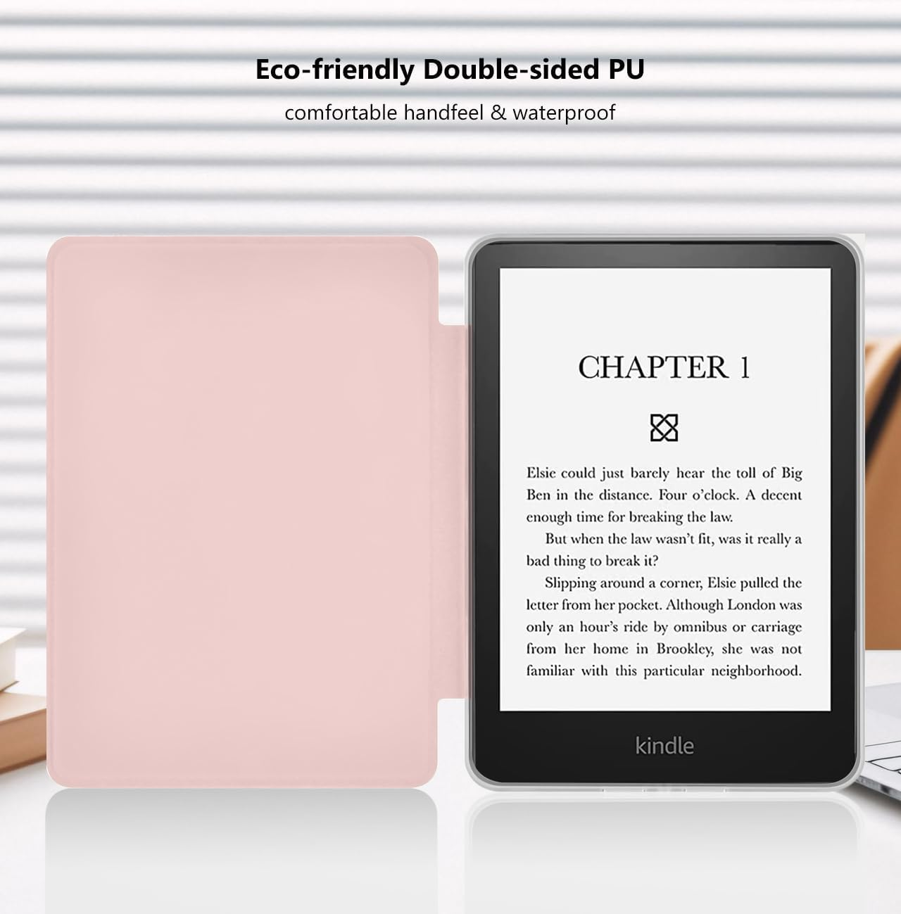 Reelau Case Compatible with 2021 Kindle Paperwhite 6.8 Inch 11Th Generation, Clear Acrylic +Leather Kindle Case 6.8" for Kindle Paperwhite 2021 11Th Gen [Transparent] [Auto Wake Up/Sleeping] (Pink) image number 6