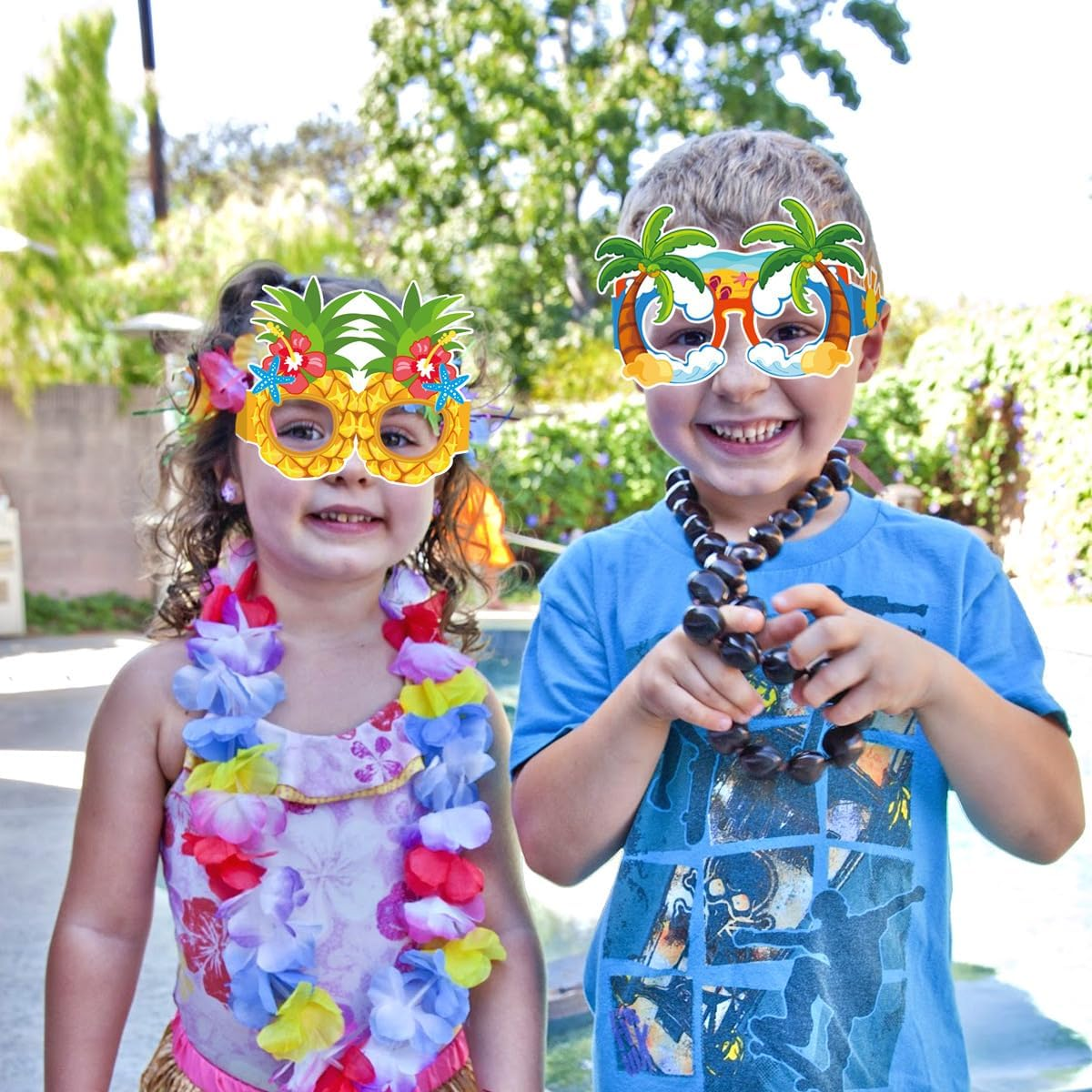 Palumma 16 Pcs Paper Summer Luau Glasses, Beach Birthday Party Flamingo Glasses, Flamingo Birthday Decorations Luau Party Decorations image number 6