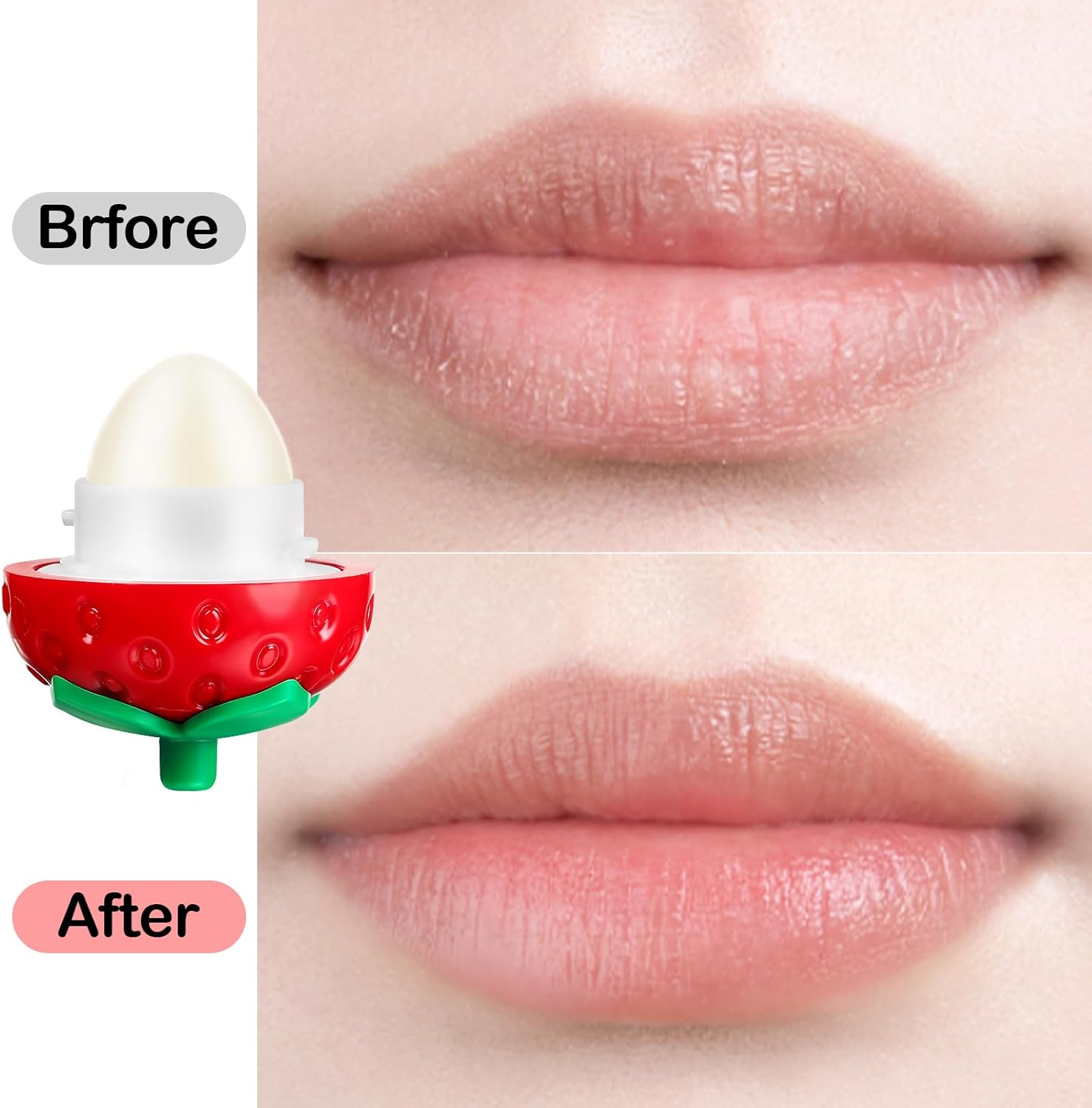 KISSIO Lip Balm,Strawberry Lip Care with B5 Panthenol,Jojoba Seed Oil and Ceramide,Moisturize and Soothe Chapped Lips,Reduces Lines and Enhances Elasticity,Cruelty Free,Strawberry image number 5