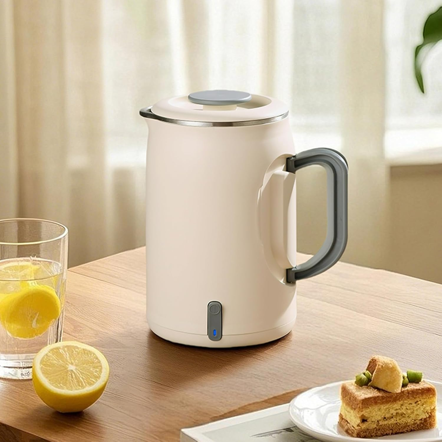 Enliansgo Travel Electric Kettle Portable Mini Kettle, Small Hot Water Boiler, 304 Stainless Steel, Fast Boiling Water with Auto Shut-Off and Boil Dry Protection, 400W (Green, 600ML)