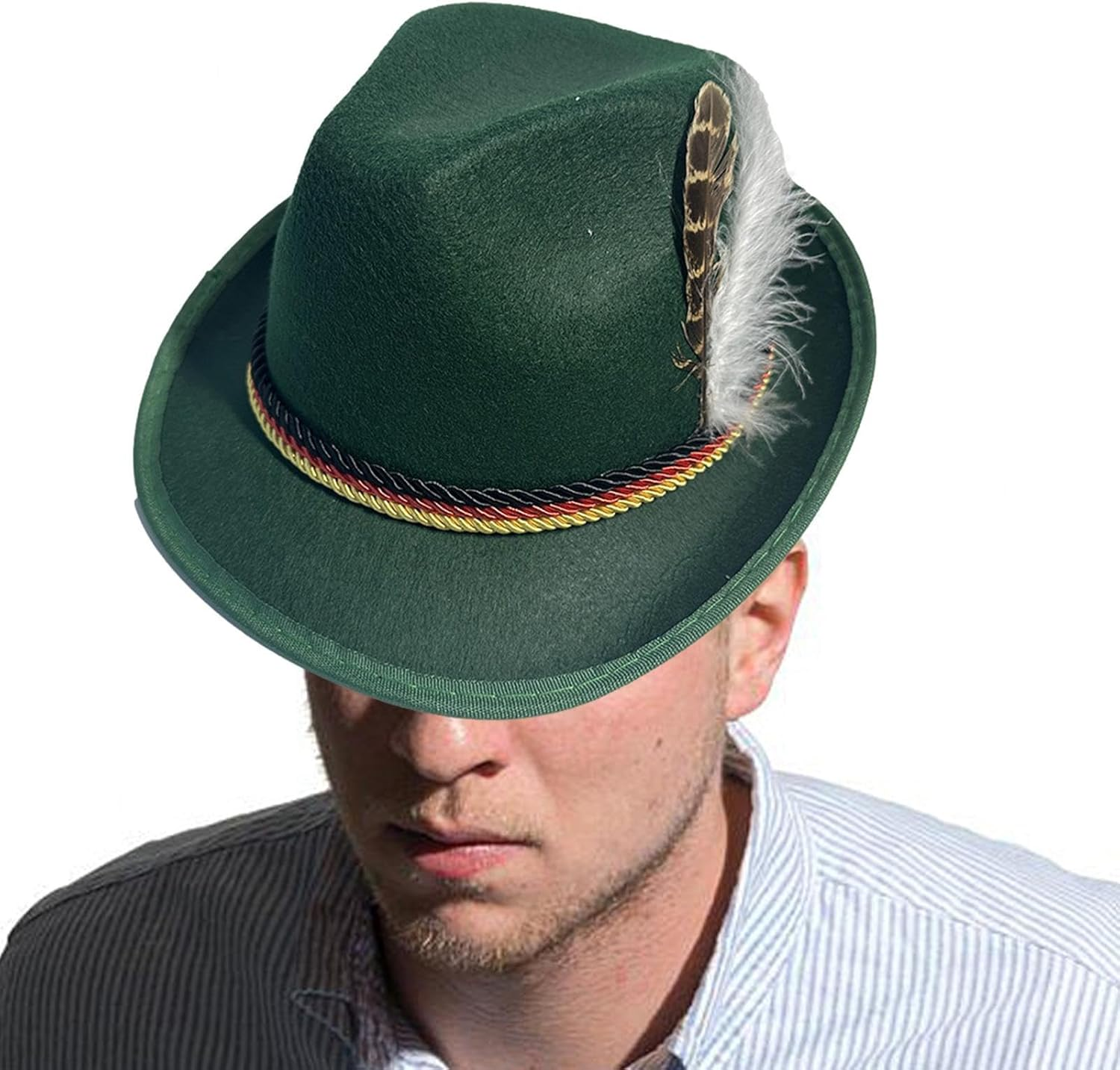 German Oktoberfest Bavarian Hat, Men Alpine Fedora, Oktoberfest Soft Hat with Feathers | Party Costume with Alpine for Adult | Bavarian Hats