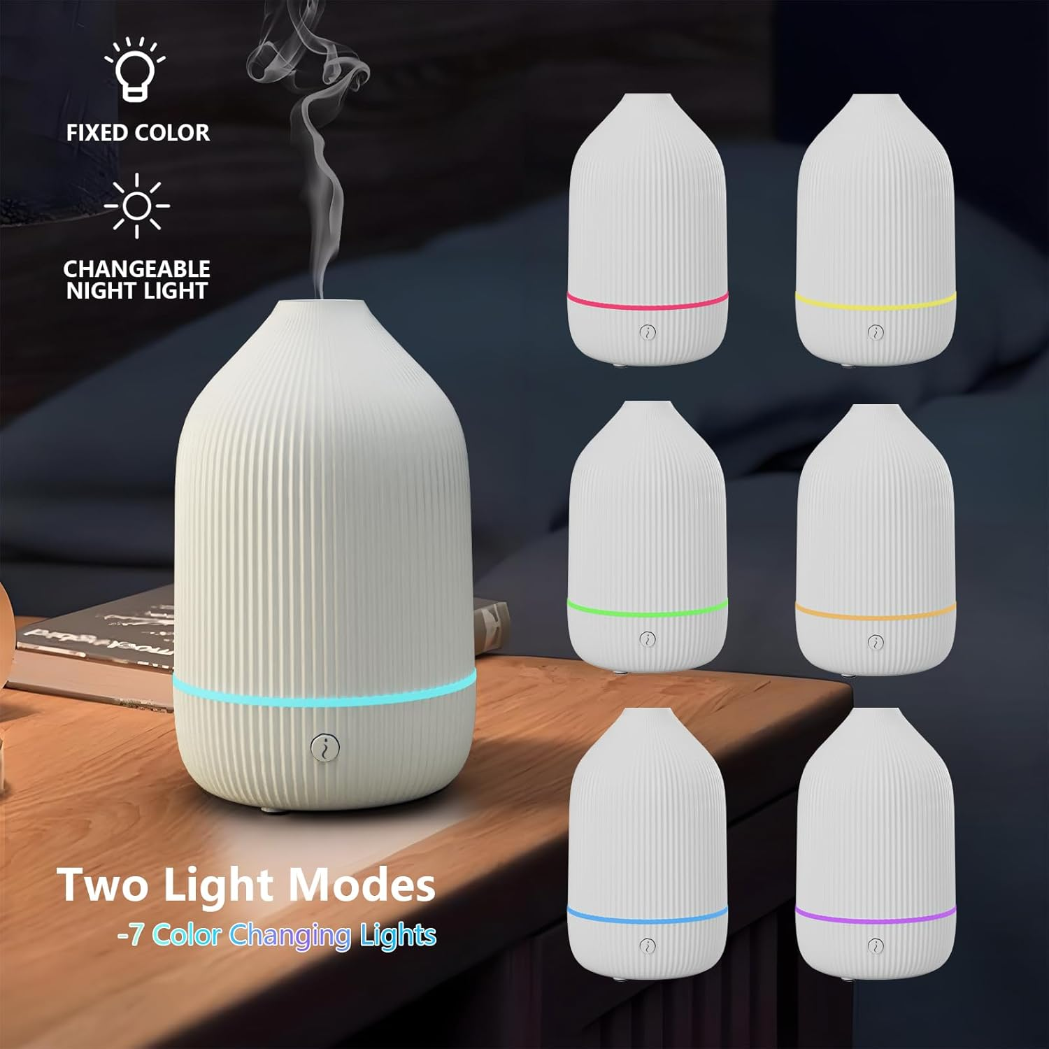 SOICARE Small Essential Oil Diffuser, 100ML Mini Aromatherapy with USB Cable & Adapter, 7 Color Changing USB Powered Aroma Scent for Home/Room/Office/Travel/Gift image number 6