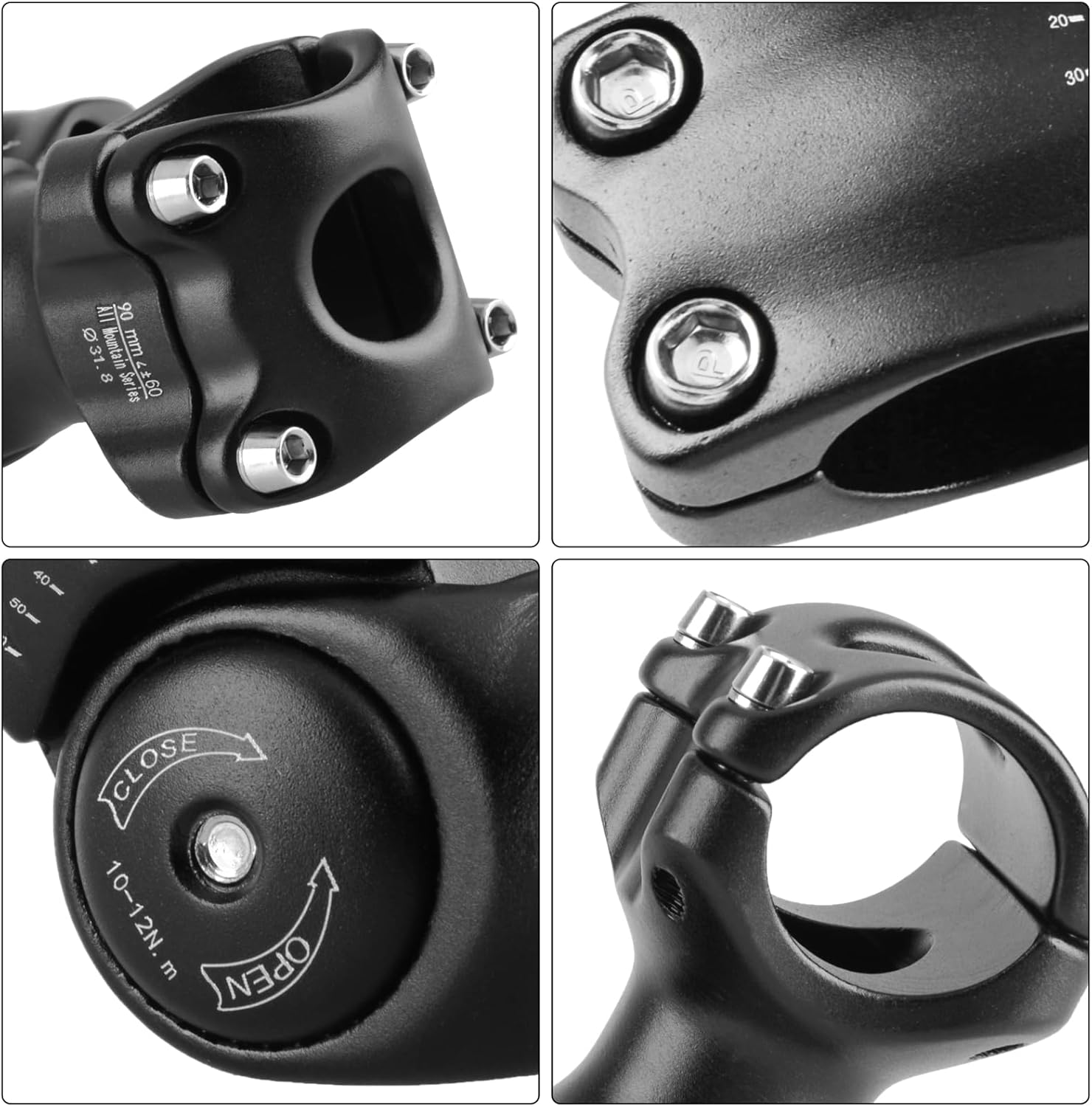 TRIWONDER Stem 25.4 31.8 90Mm 110Mm 130Mm 60 Degree Adjustable Bike Stem Mountain Bike Stem Short Handlebar Stem Riser for Bicycle, Road Bike, MTB, BMX, Cycling - 25.4 X 90Mm image number 4