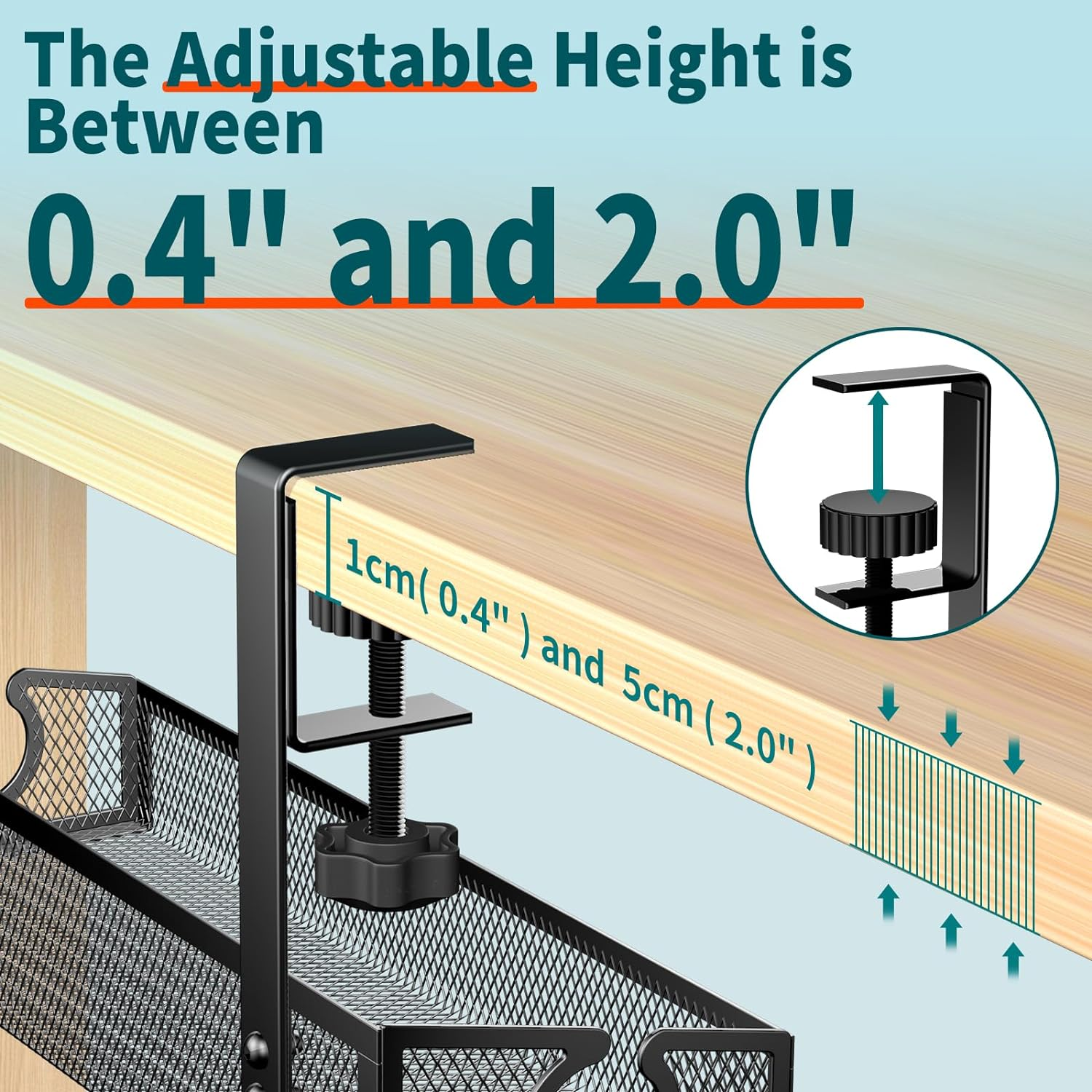 Under Desk Cable Management Tray Black, No Drill Desk Cable Management Organizer with Clamp for Desk Wire Management, Desk PC Cord Organizer Accessories & Workspace Organizers for Office, Home image number 1
