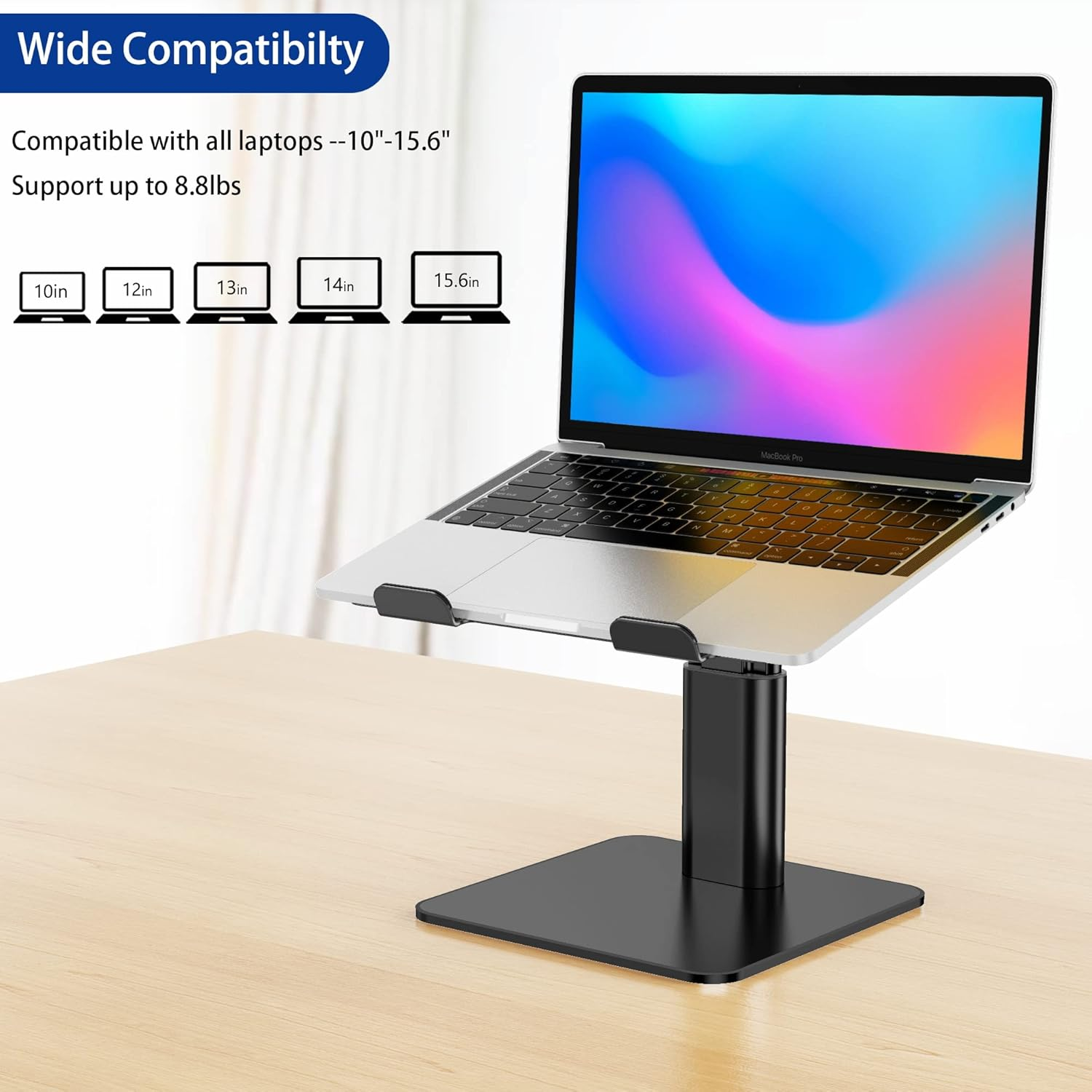BESIGN LSX6N Laptop Stand, Ergonomic Adjustable Notebook Riser Holder, Computer Stand Compatible with Air, Pro, Dell, HP, Lenovo More 10-15.6" Laptops, Black - Silver image number 5