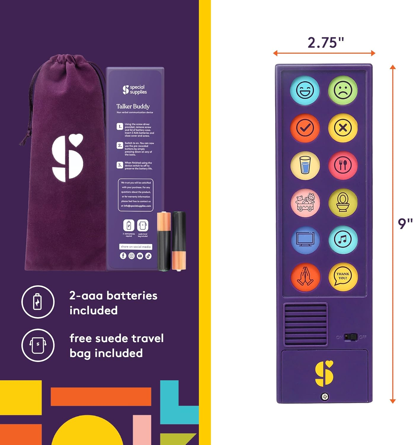 Special Supplies AAC Communication Device for Speech Therapy, Talker Buddy Communication Device for Non Verbal Kids & Adults, Autism Talking Aids for Home or School, Communication Device W/Travel Bag image number 4