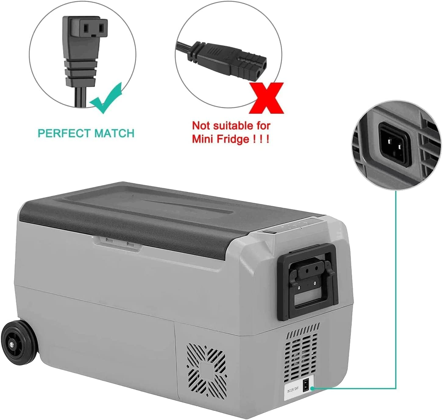 KFD DC 12V/24V Power Adapter Cigarette Lighter Cable for Portable Car Refrigerator Freezer Vehicle Camping Fridge Alpicool/Costway/Arb/Ausranvik/Iceco/Setpower/Lexus Gx470/Massimo Car Fridge Charger image number 2