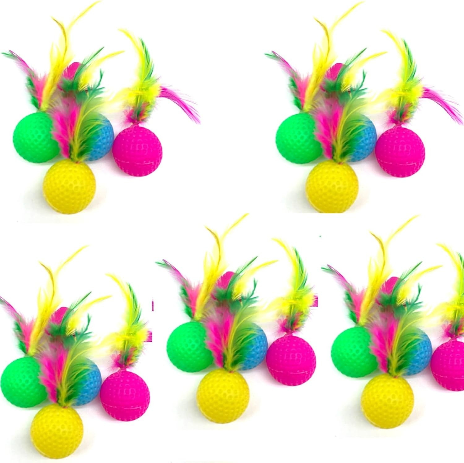 Cat Toys Mixed Plastic Golf Ball with Feather Cat Toy Interactive Kitten Cat Teaser Ball Pet Toy 20Pcs image number 6