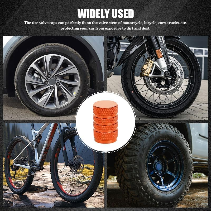 4 Pcs Tyre Valve Caps, Aluminum Car Tyre Valve Dust Caps, with Sealing Ring, Corrosion Resistant Universal Stem Covers for Cars, Trucks, Motorcycles, Bikes