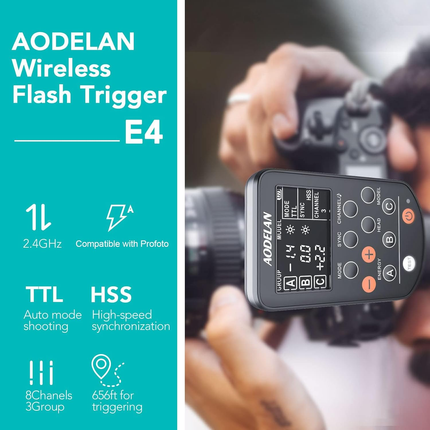 AODELAN TTL Wireless Flash Trigger for Canon Cameras, Supports 1/8000S HSS Function, Replaces Profoto Air Remote TTL-C image number 3