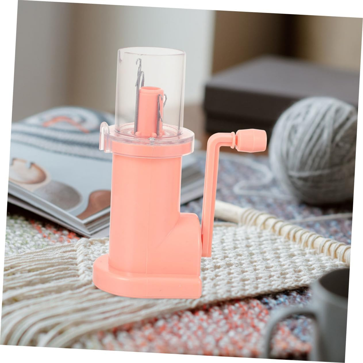 Operitacx 2 Set Rope Braiding Machine Hand Spool Knitter Machine Manual Spool Knitter Yarn Winder Tool Pink Metal image number 4