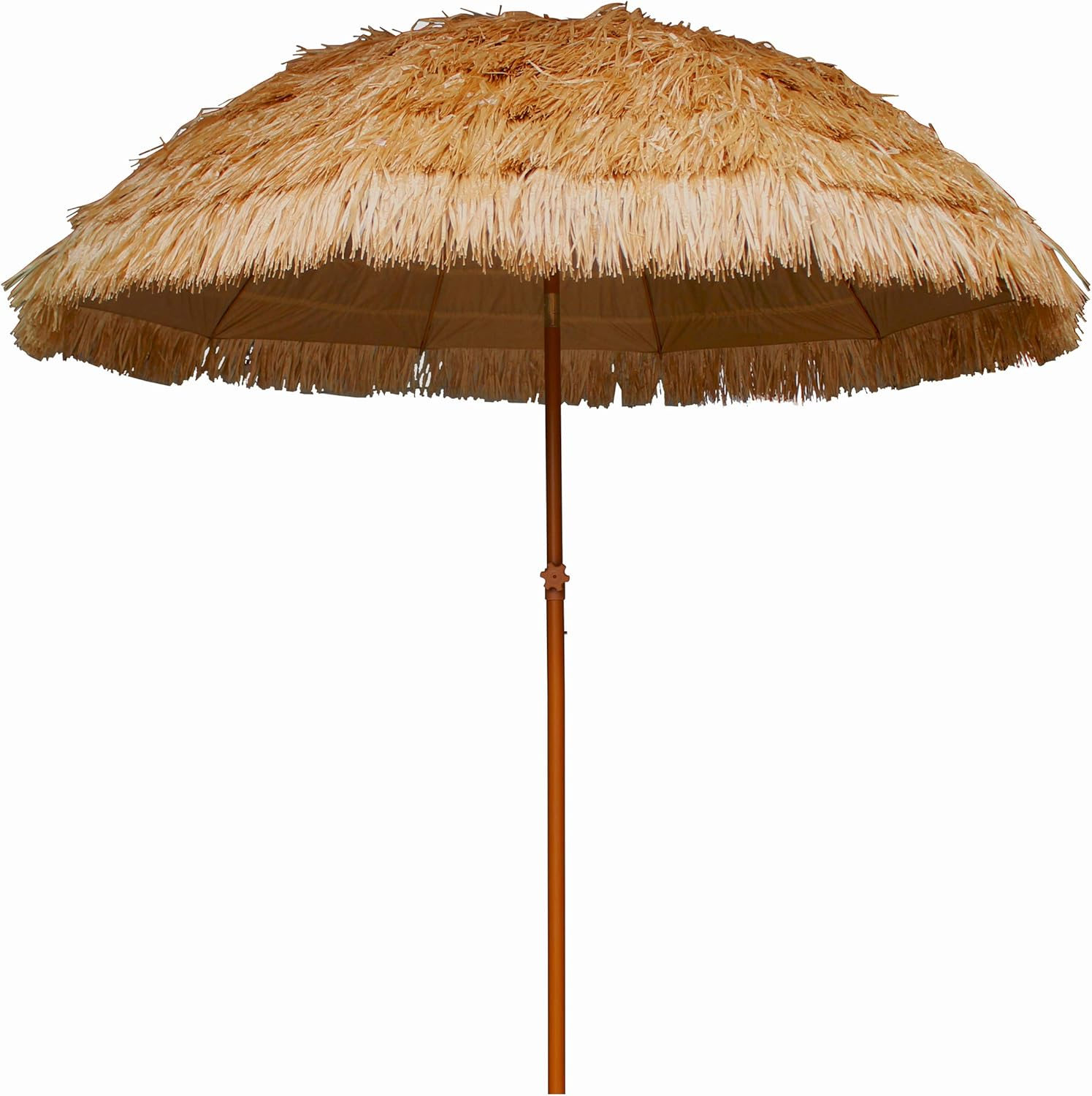AMMSUN 2.3M Hula Thatched Tiki Umbrella Hawaiian Style Beach Patio Umbrella 10 Ribs UPF 50+ with Tilt Natural Color image number 4