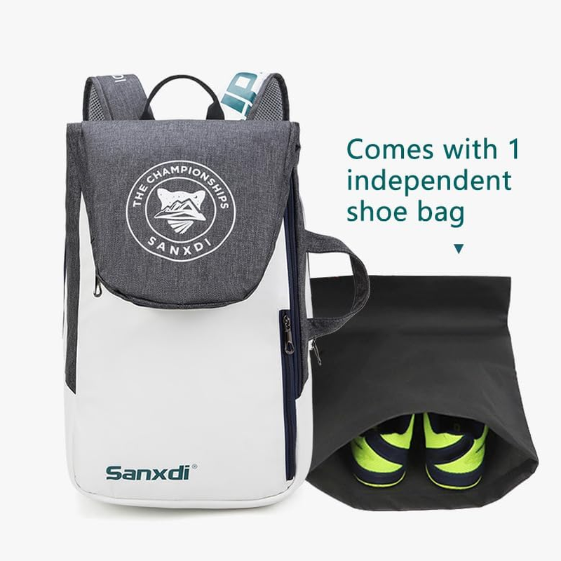 Tennis Bag Backpack for 2 Tenis Rackets or 4Badminton Rackets, Tennis Racket Bags with Separate Shoe Compartment to Hold Pickleball Paddle, Badminton Squash Racquet, Waterproof Laptop Backpack image number 3