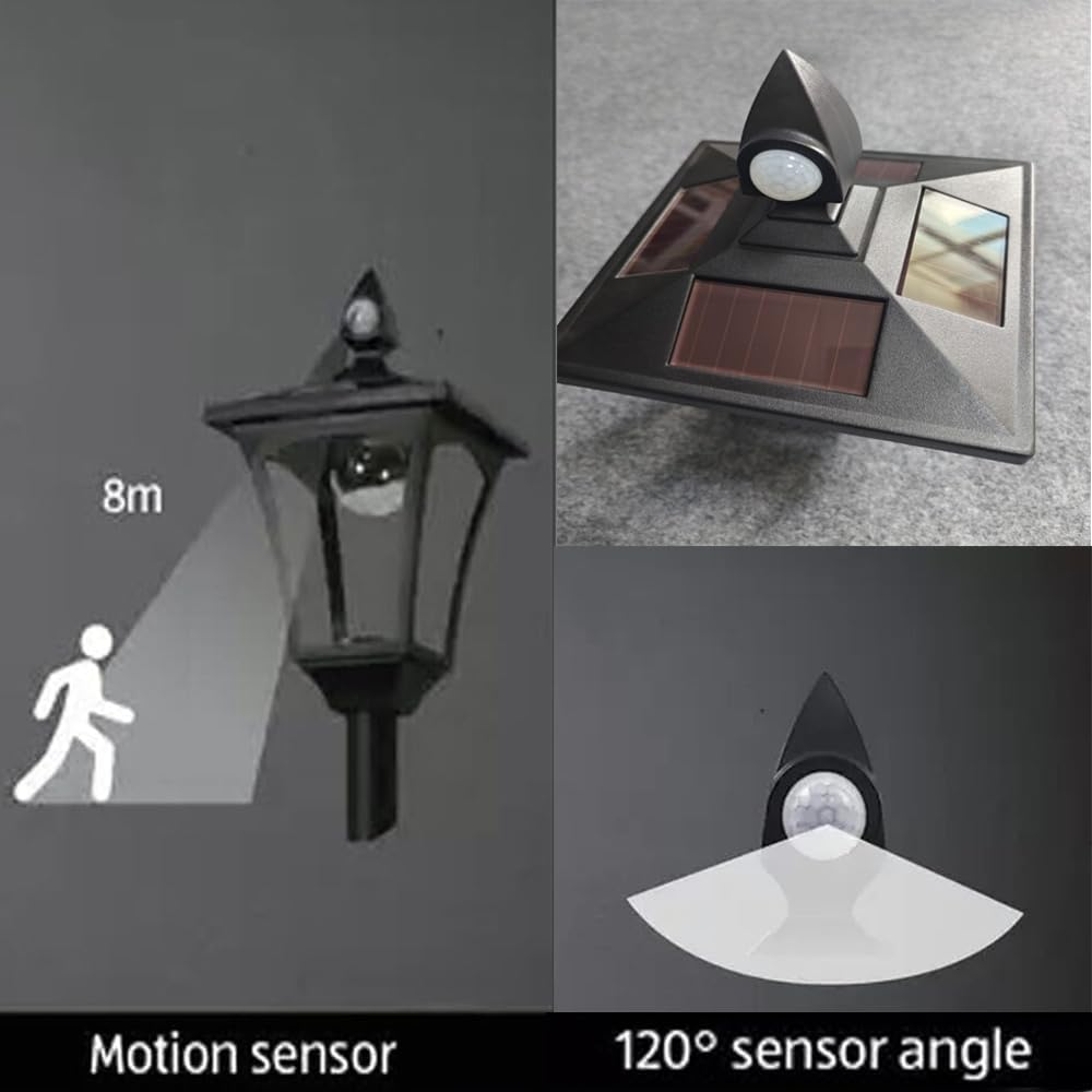 68&ldquo; Solar Garden Post Light with Motion Sensor, Waterproof LED Outdoor Black Lamp for Yard, Pathway, Driveway, Front or Back Door Area Lighting (1 Pack) image number 6