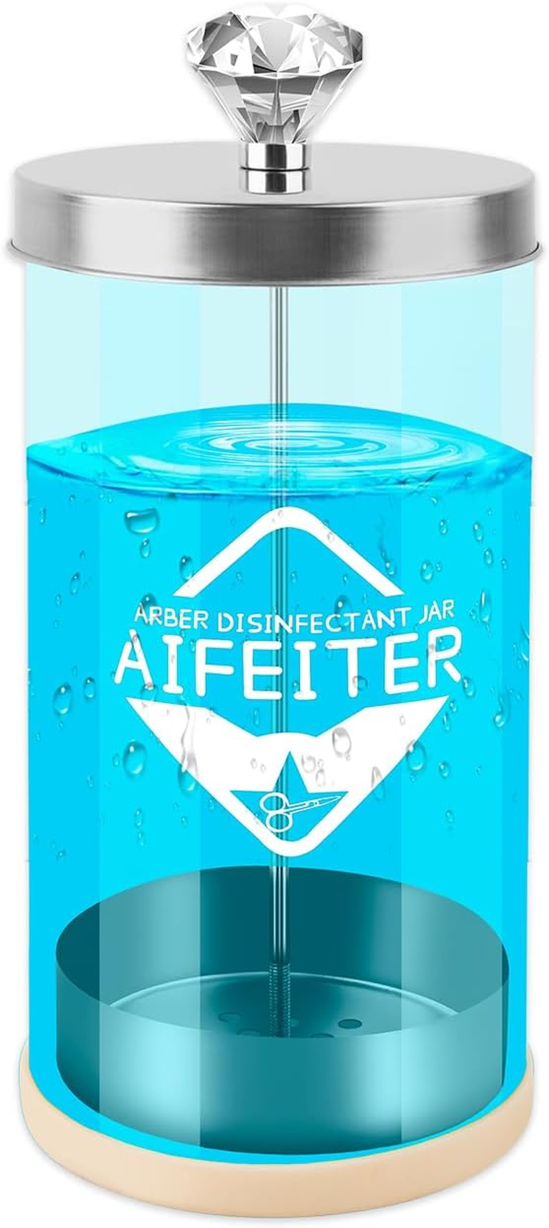 Barber Disinfectant Jar (30 Oz) with Stainless Steel Tray and Removable Basket - Sterilizing Container for Salon or Nail Spa Tools image number 1