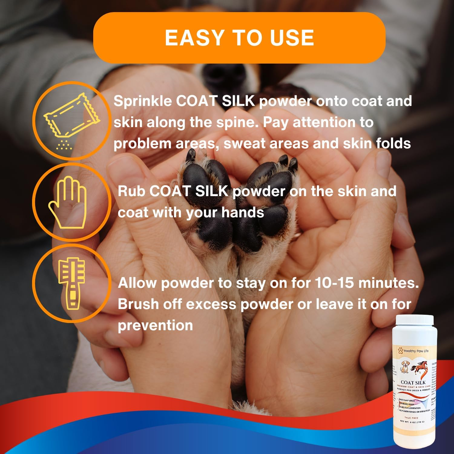Coat Silk - Canine and Equine Dry Powder | Alleviate Odors and Itchiness | Relieves Rain Rot and Sweet Itch | Holistic Remedy and Soothing Formula | for Dogs and Horses image number 5