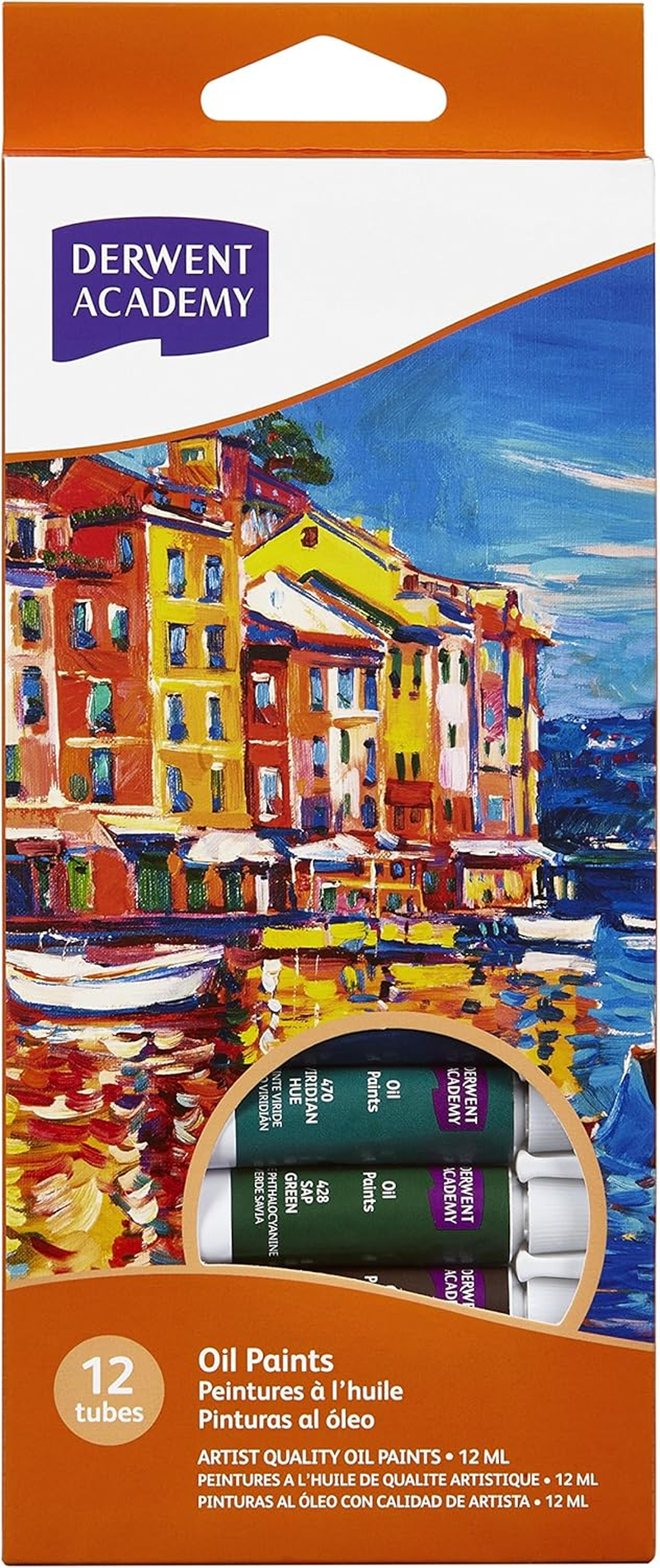 DERWENT(R) R33025 Academy Oil Paints, 12ML 12PK