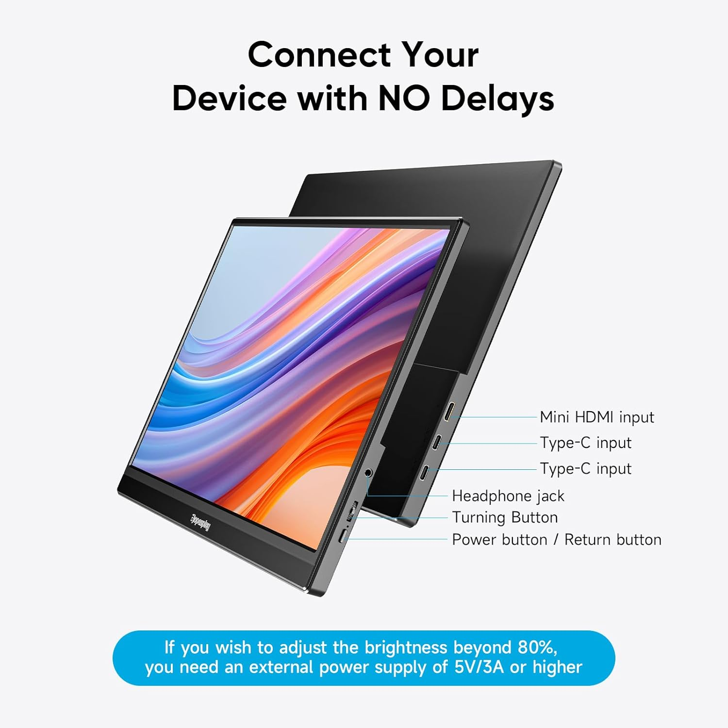 Portable Monitor, 15.6" FHD 1080P Laptop Screen with Adjustable Stand, Ultra-Slim IPS Computer External Screen, Portable Monitor for Laptop PC Mac Phone PS4/5 Xbox Switch image number 2