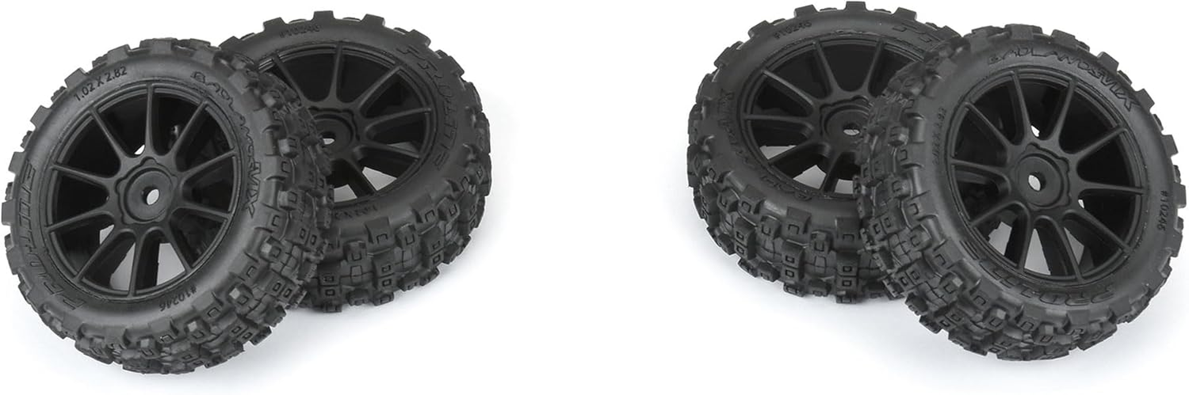 Pro-Line Racing Badlands MX 1.9" All-Terrain Buggy Tires 4 Mounted on Mach-10 Black 1.9" 12Mm Hex Wheels for Typhon GROM 4X4 Front or Rear PRO1024610 image number 3