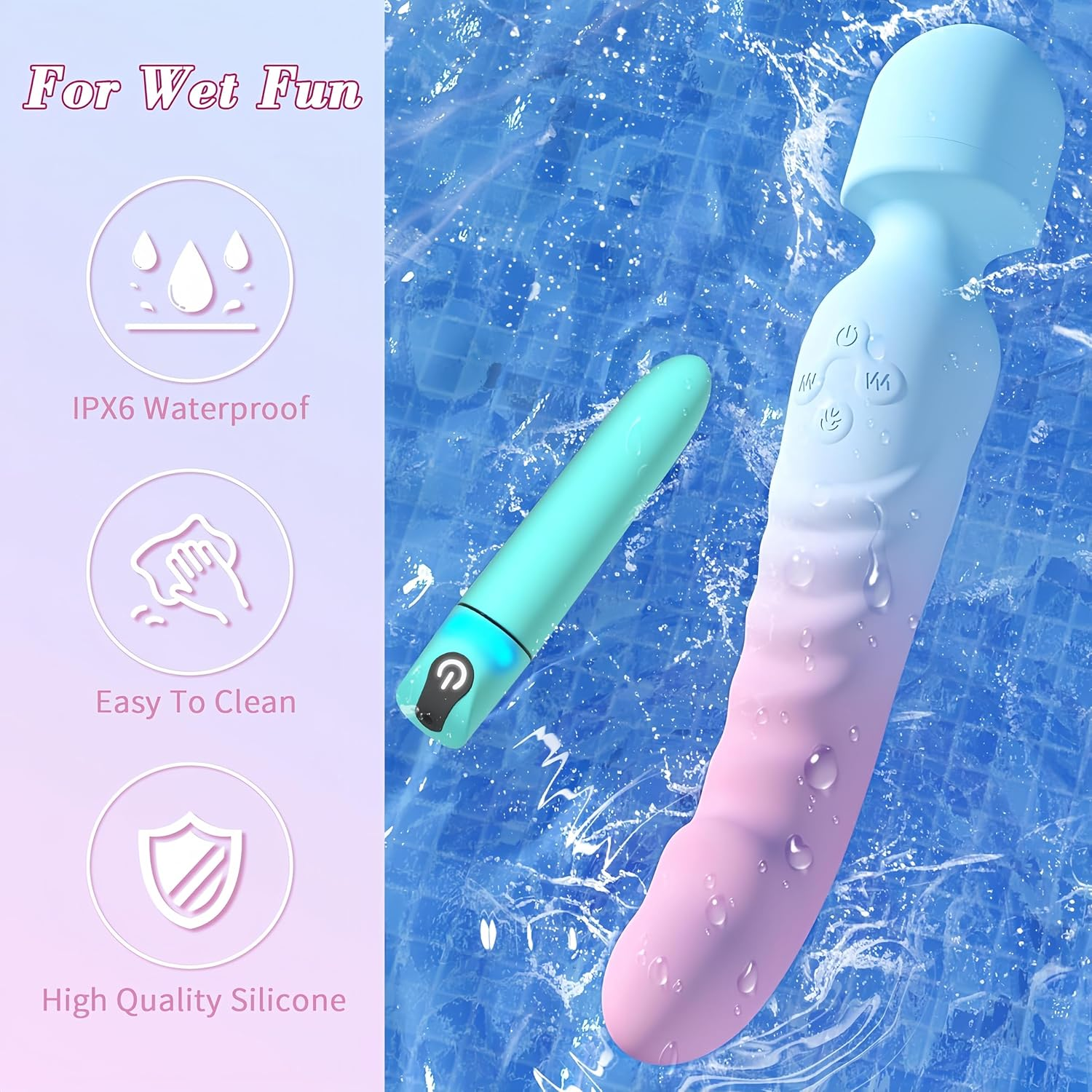 Funflick 3-In-1 Clit G-Spot Vibrator Wand & Bullet Vibrator Set - Wand Massager with 7 Vibrating Modes & Mini Vibrator with 10 Vibrating Modes, Clitoral Stimulator for Women Precision G Spot Clitoral Nipple Anal Stimulation with Heating Dildo, Premium Silicone Waterproof Sexual Wellness Products for Female and Couples, Portable Adult Sex Toys for Women, Men, Couples image number 1