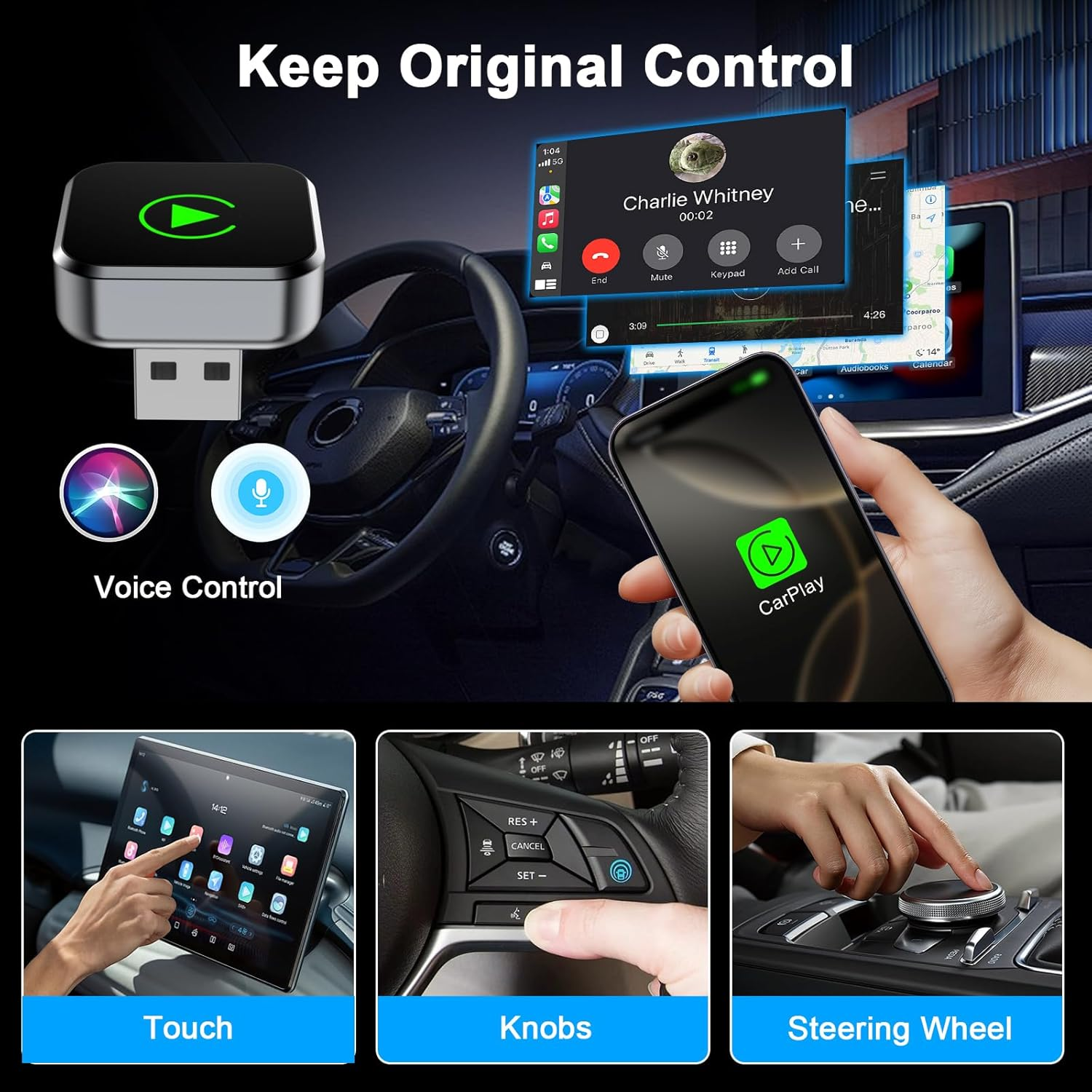 Wireless Carplay Adapter for Iphone, 2025 Upgrade Wired Carplay to Wireless, Mini USB Design for Cars with Built-In Wired Apple Carplay, Plug and Play, Fast Stable Connection Car Play for Iphone image number 1