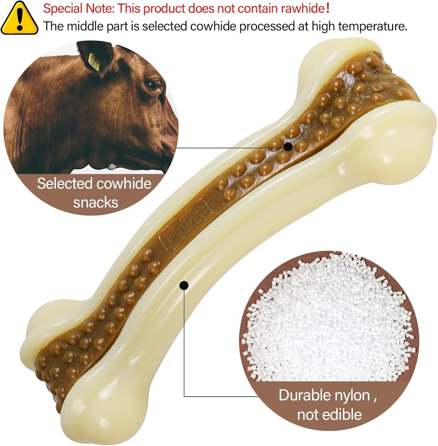 Dog Toys for Aggressive Chewers, 2 Pack Nylon Durable Dog Bones with Real Beef Flavor for Large/Medium/Small Breeds Pet Chew Toys image number 5