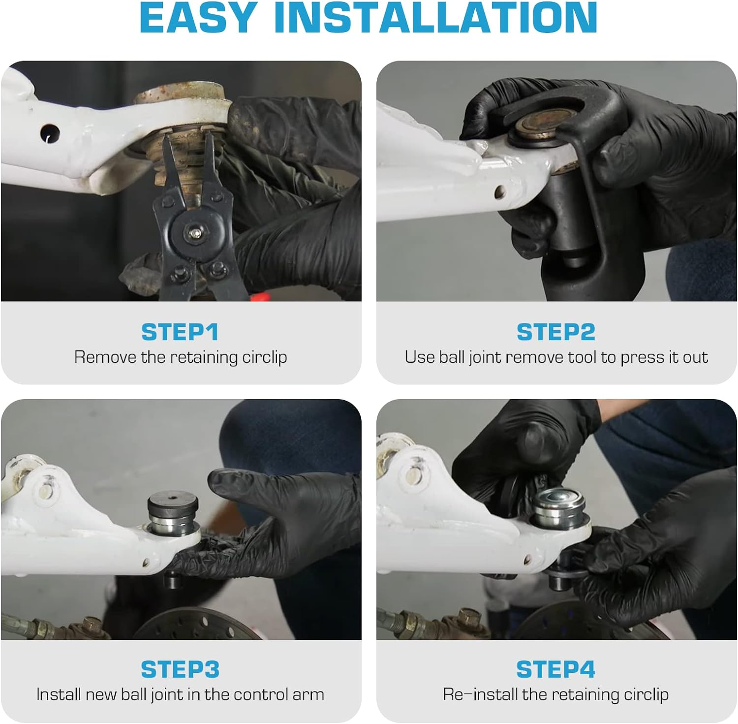 Upper Lower Ball Joints Fit for Yamaha Grizzly 550/700, Kodiak 450/700 EPS 4WD 2013 2014 2015 2016 2017 2018 2019 2020 2021 2022 for 3B4-23579-00-00, 3B4-23579-01-00 - 4 Pcs image number 4