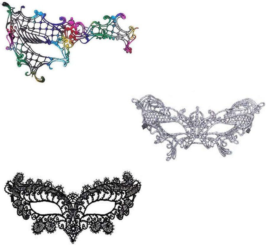 Imapo 3 Pack Masquerade Mask for Women, Girl'S Sexy Lace Venetian Style Eye Masks for Cosplay Mardi Gras Halloween Party Costume Ball