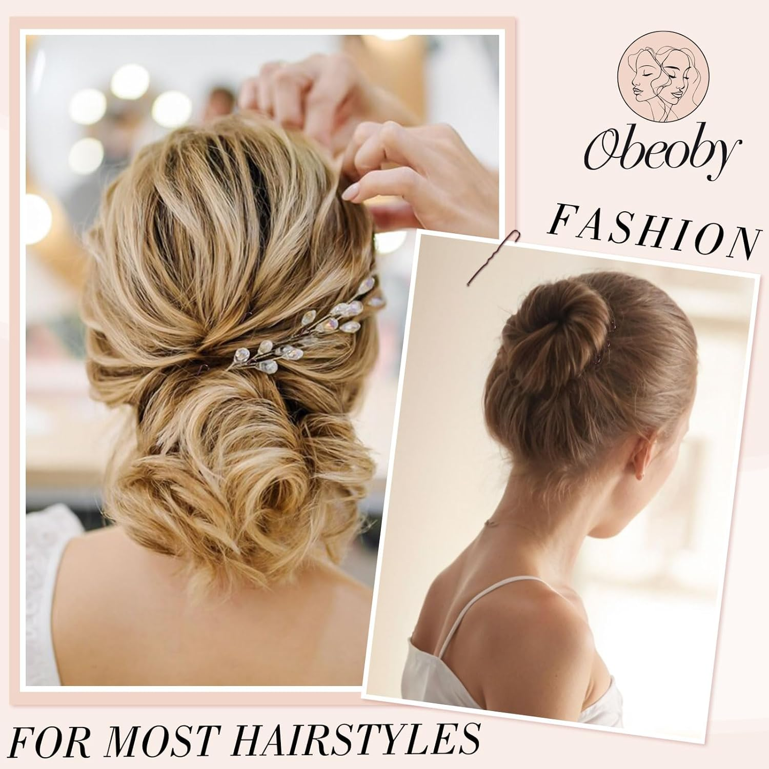 460Pcs Hair Pins Hair Rubbers Kit, 220Pcs 2 Size Bobby Pins and U Shaped Bun Pins for Women Girls with 240 Hair Rubbers and Storage Box Wedding Hairstyles (Brown) image number 2