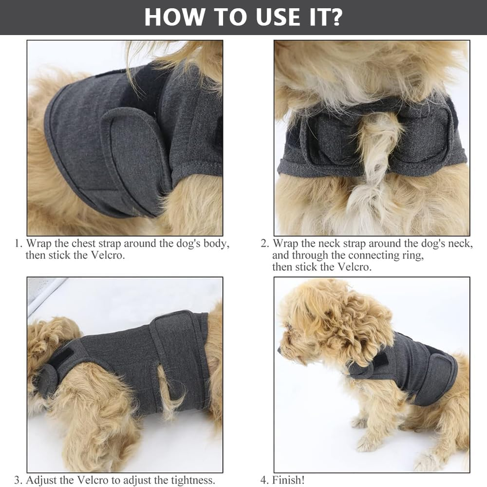 HYAVIA Dog Anxiety Jacket &ndash; Skin-Friendly Calming Shirt for Thunder, Fireworks & Separation, Adjustable Anti-Anxiety Vest for Dogs (Dark Gray), No Medicine Needed image number 1