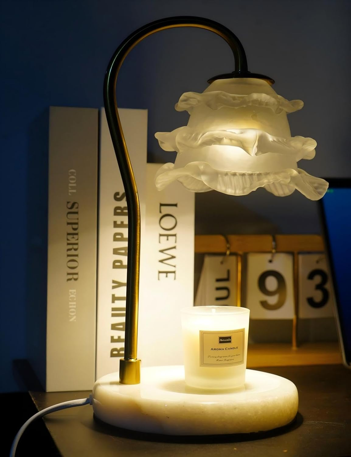 Zycolor Dimmable Candle Warmer Lamp - Adjustable Brightness Wax Warmer with Overheat Protection, LED Candle Holder for Home Decor, Compatible with All Candle Sizes (Send 2 Bulbs)