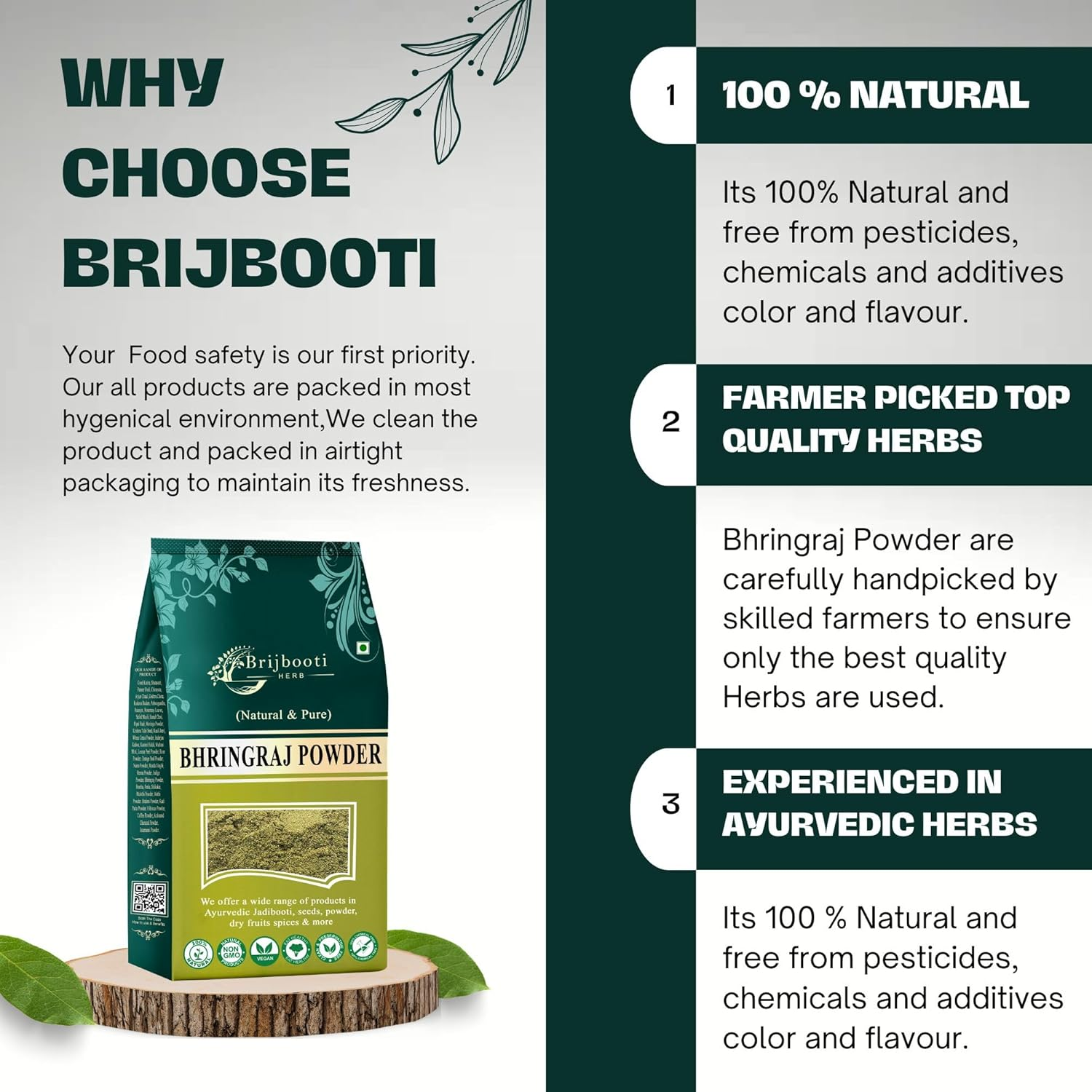 Brijbooti Bhringraj Powder (400 Gm) | for Hair Mask & Pack | Natural Formula for Hair Mask & Growth image number 3