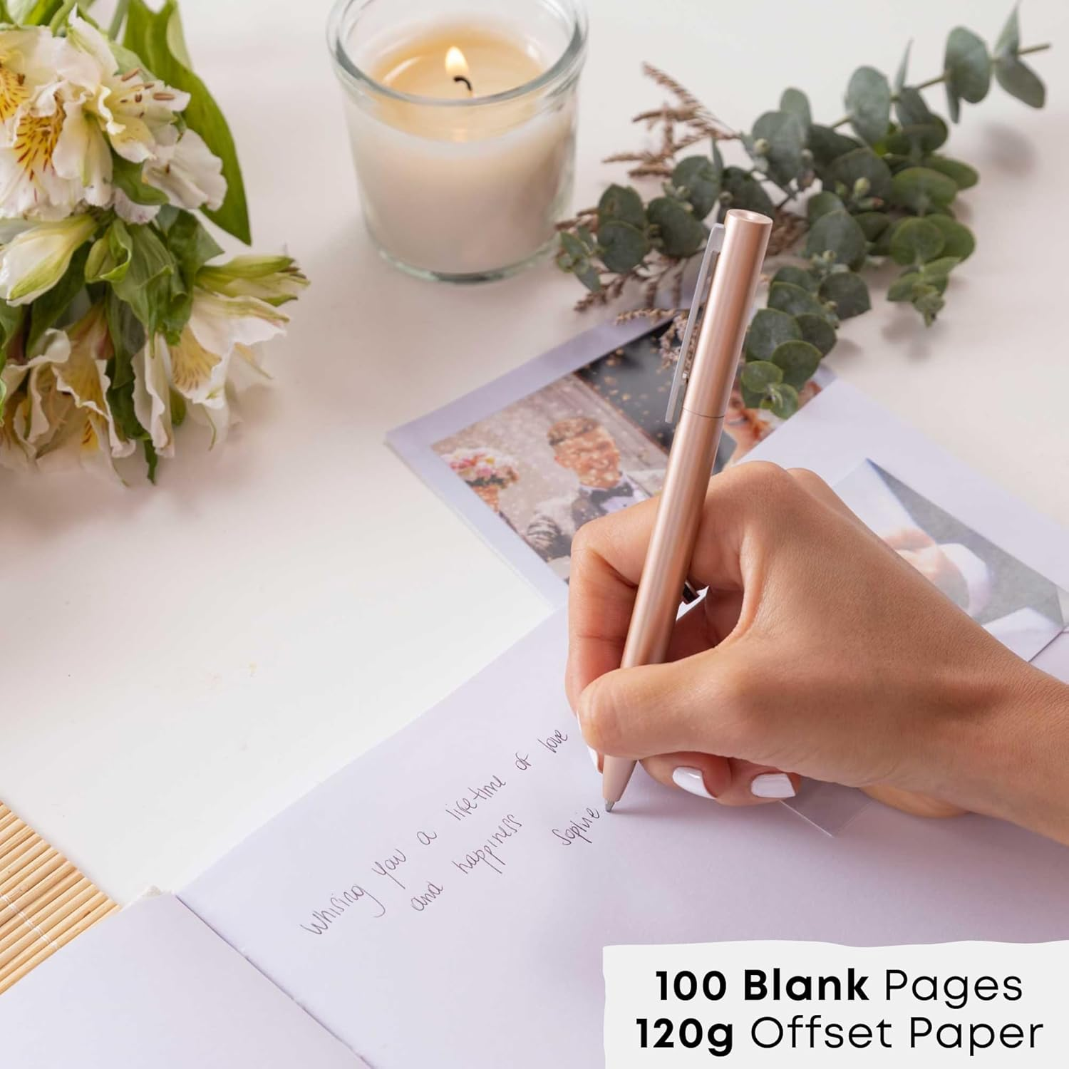 Premium Baby Shower Guest Book - Linen Cover Wedding Guest Book - Includes Baby Book Keepsake Box W/ 100 Pages for Signatures & Photos - Ideal for Polaroid Baby Photo Book, Graduation & Special Events image number 1