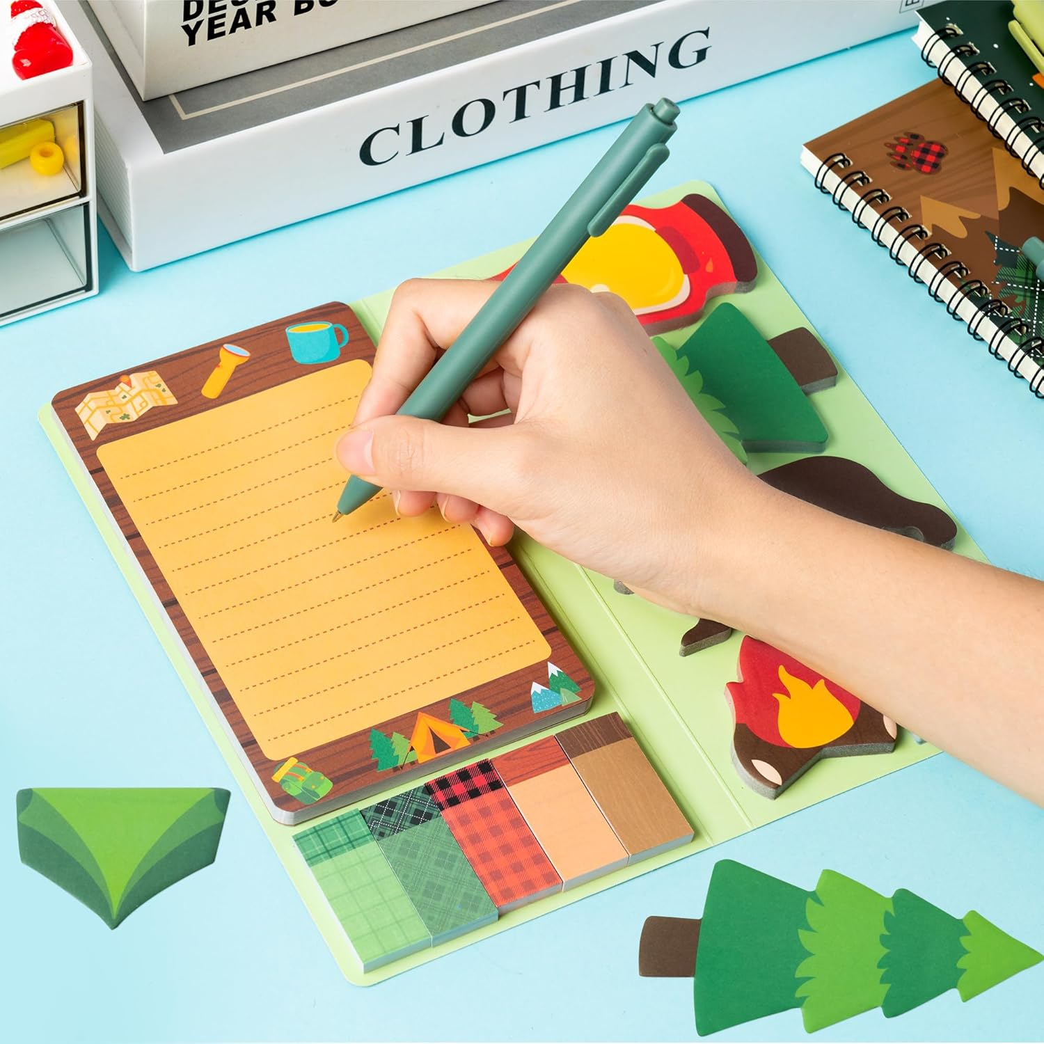 Xqumoi I Just Really like Camping Sticky Notes Set, 550 Sheets, Camp Adventure Self-Stick Note Pads Tree Bear Tent Writing Memo Pads Page Marker Student Classroom Back to School Gift Office Supplies image number 5