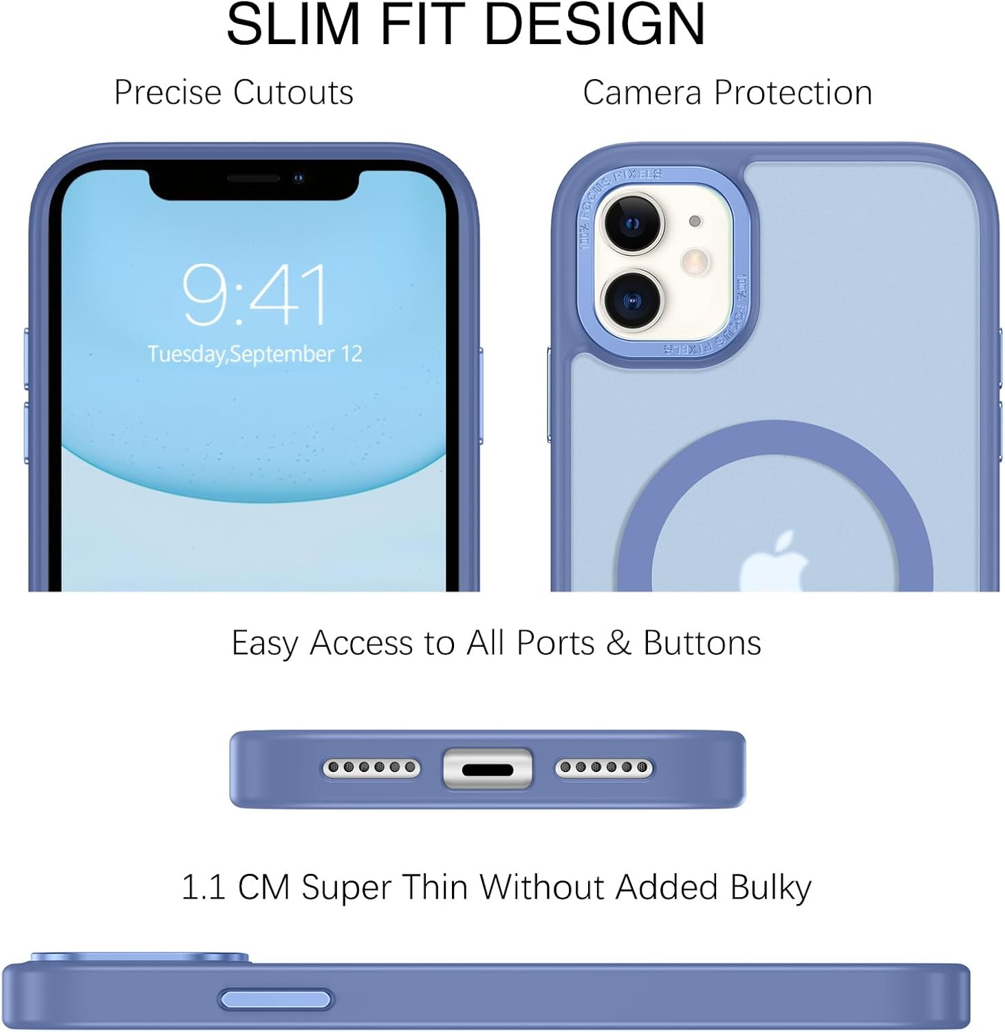 BENTOBEN for Iphone 11 Phone Case, Phone Case Iphone 11 Magnetic Case [Compatible with Mag Safe] Translucent Matte Slim Shockproof Anti-Fingerprint Protective Cover for Iphone 11 6.1&rsquo;&rsquo;Blue image number 4
