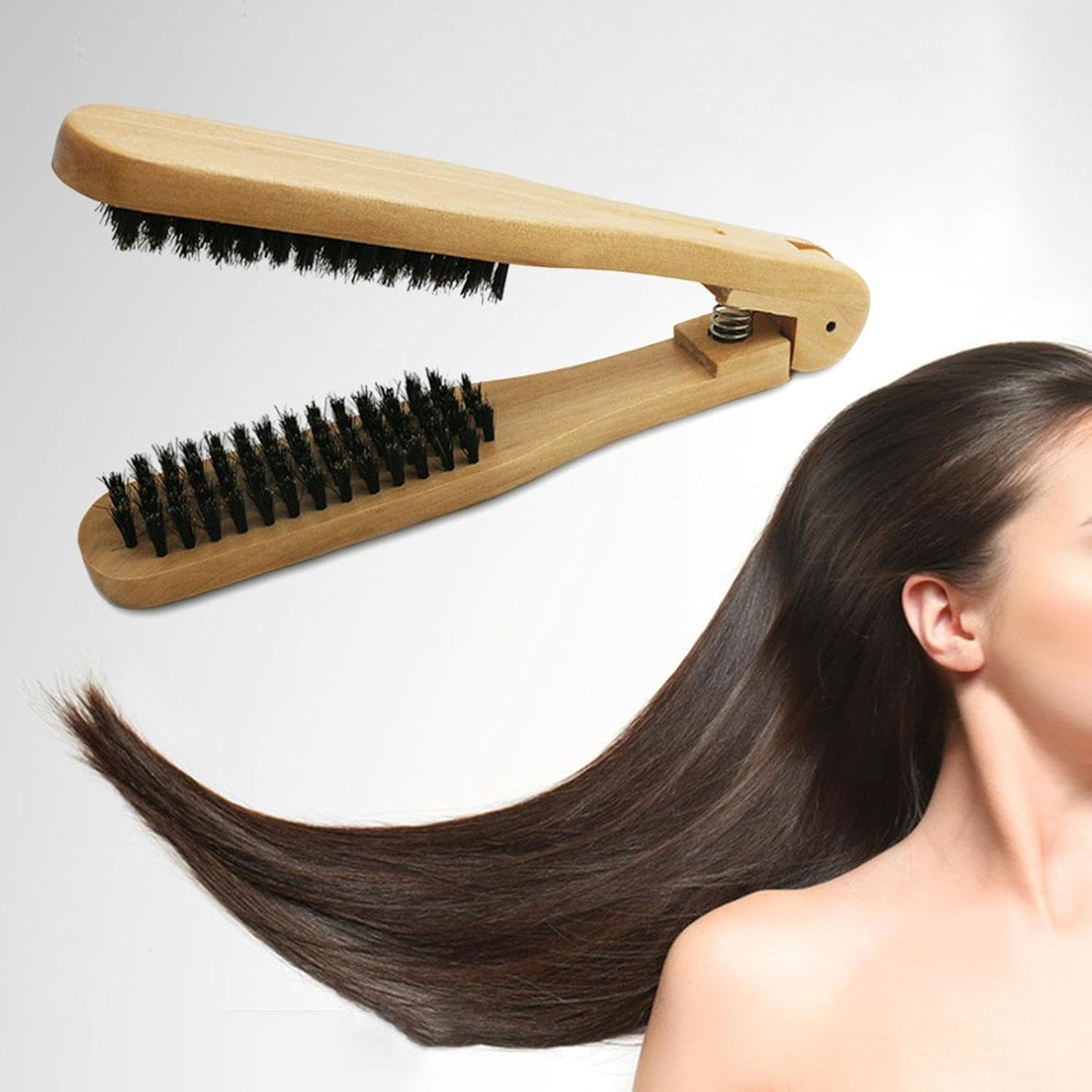 Perfeclan Hair Straightening to Use Hairbrush anti Static V Shaped Comb Clip image number 3