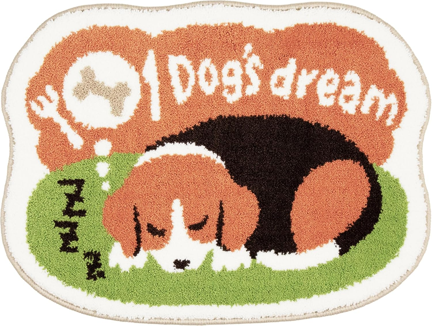 Kakiuchi Multi Mat, Dog, Width 23.6 X Depth 17.7 X Height 0.5 Inches (60 X 45 X 1.3 Cm), Green, Dog Dream Interior Mat, Antibacterial Treatment, Anti-Slip, Cute