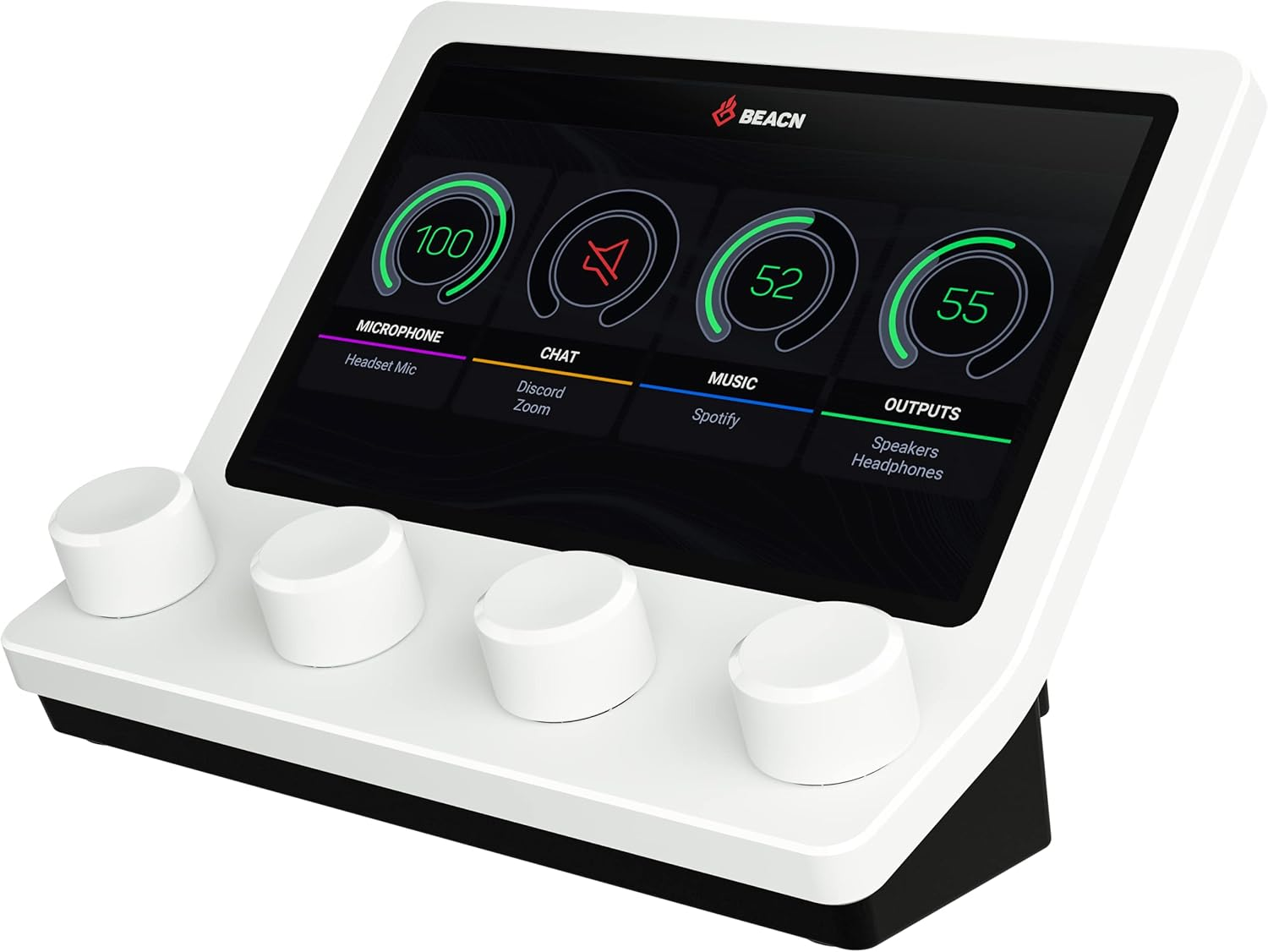 BEACN Mix USB C Audio Controller | Windows and Macos Audio Mixer for Gaming or Work| 4-Channel Audio Control with 5" Full-Color Display & Precision Knobs | Drag-And-Drop Customization (Dark)