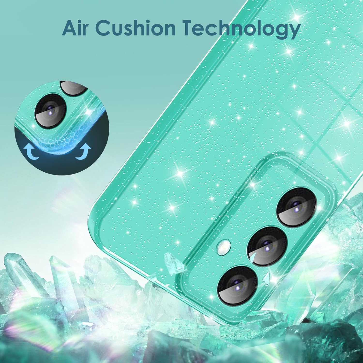 Eherui Mobile Phone Case for Samsung Galaxy S24/Samsung Galaxy S25 Glitter, Silicone TPU Anti-Fingerprint Case, Shockproof Protective Case, Thin Soft Protective Case for Samsung S24/S25 5G, Light - Light Green image number 3