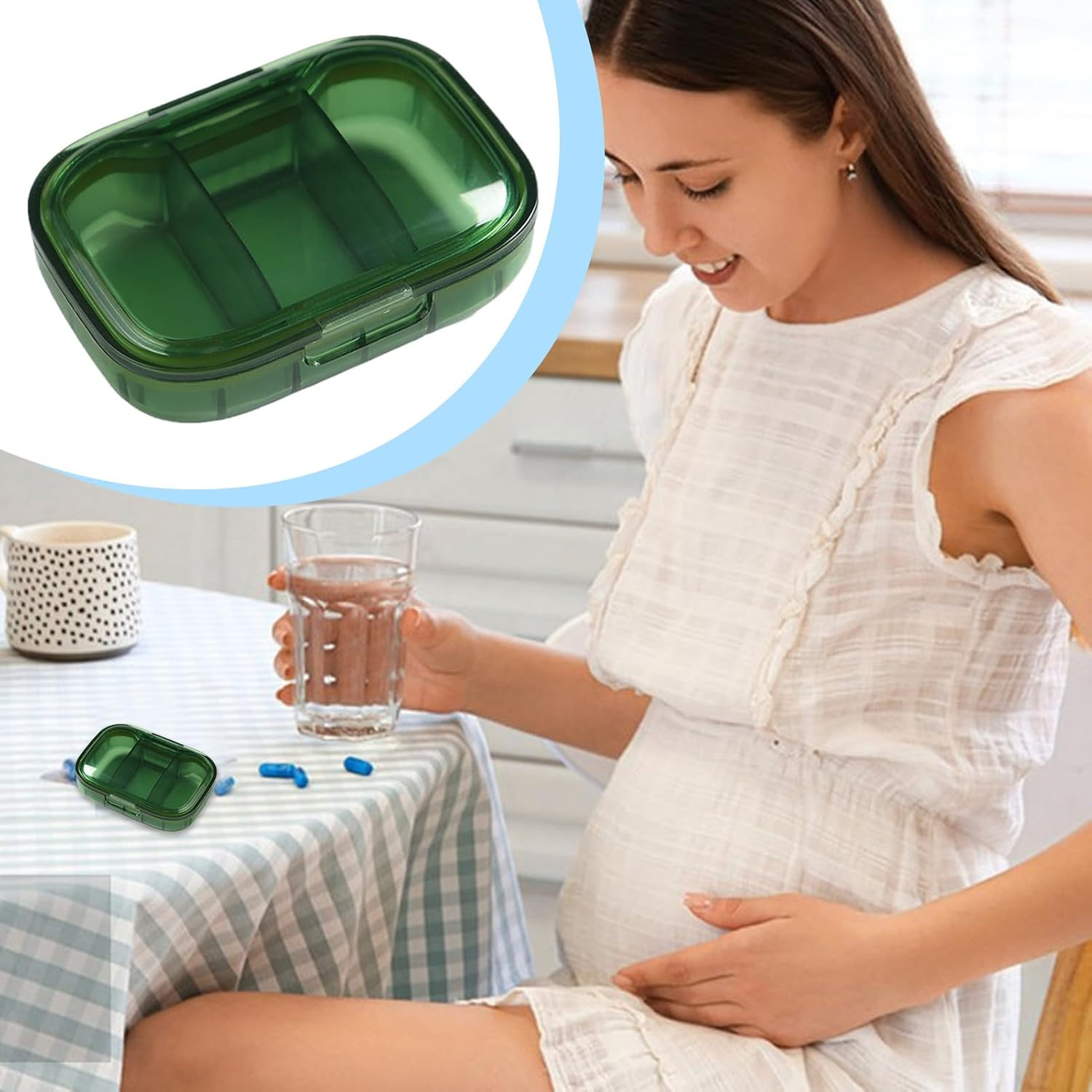 Clear Travel Pill Box - 7X5X2.6Cm Daily Pills Organizer, Portable Pill Box Aesthetic, Separate 3 Compartment Travel Pills Container | Medication Case for Pocket Purse, Daily Supplements image number 3