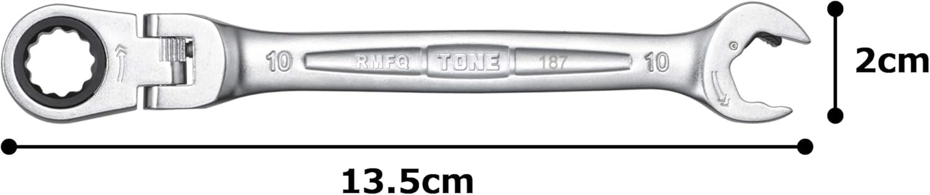 Tone Oscillating Quick Ratchet Glasses Wrench RMFQ-10 Double Side Width 0.4 Inches (10 Mm) image number 2