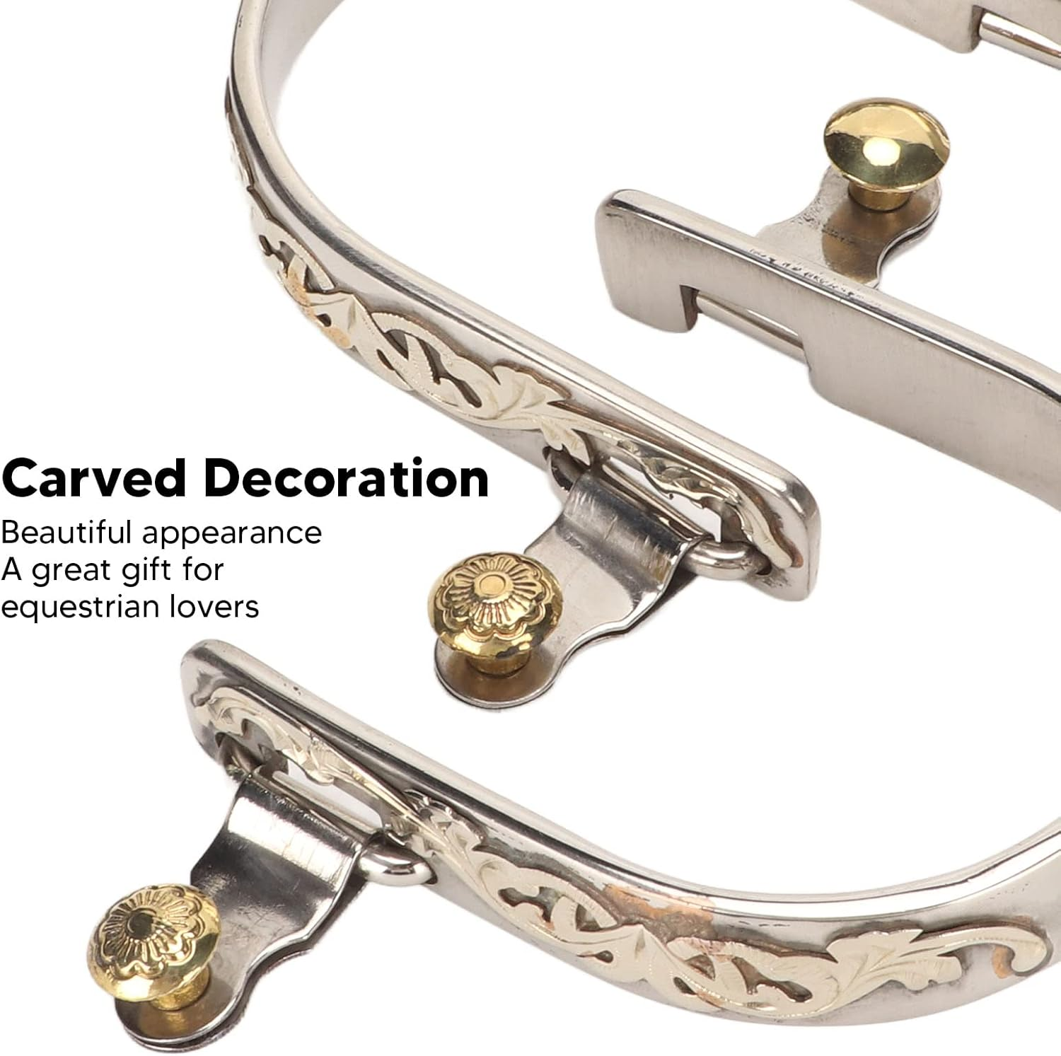 Western Cowboy Spurs, 1 Pair Horse Spurs Stainless Steel Western Horse Spurs with Rotatable Gear, Retro Fine Workmanship Men Women Horse Boot Spurs for Equestrian image number 5