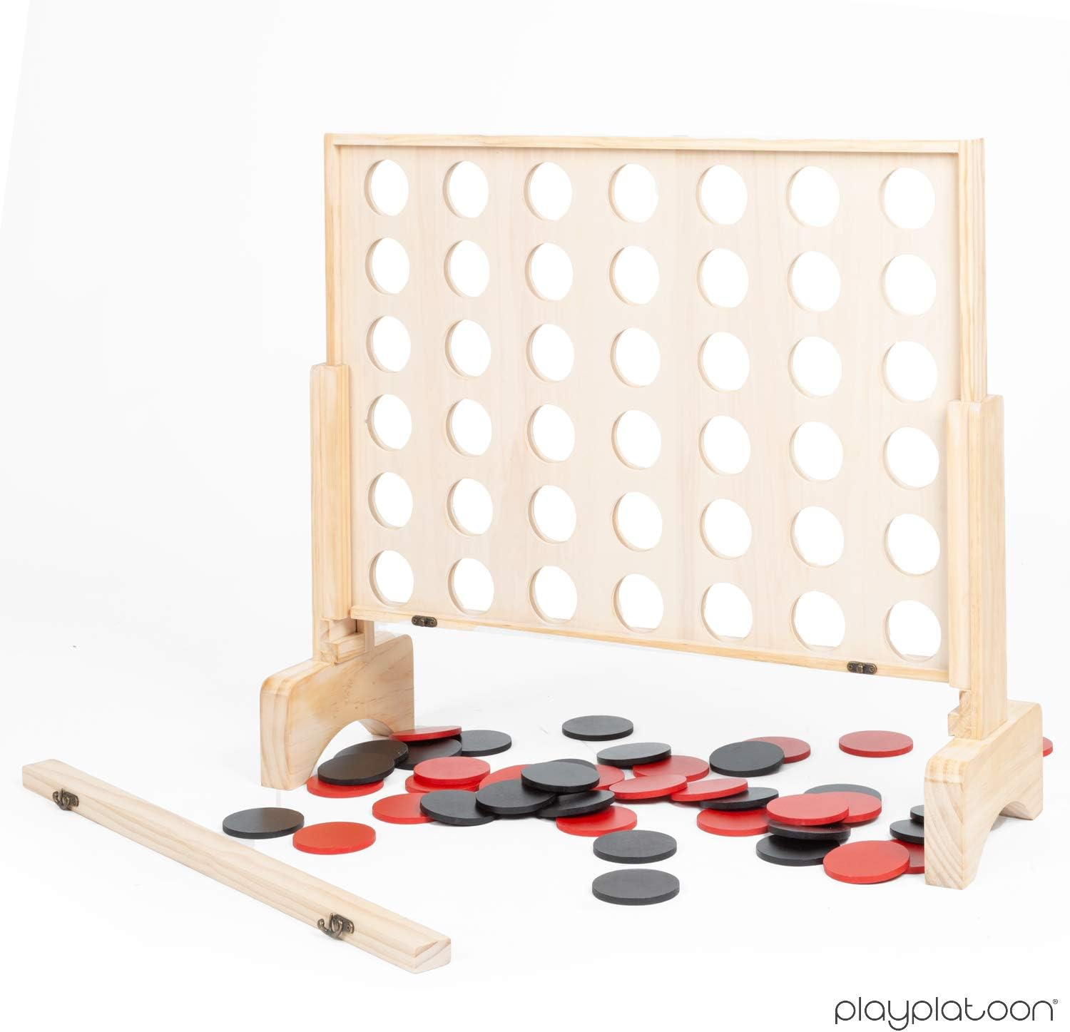 Play Platoon Giant Wooden Drop 4 Outdoor Game - Four in a Row Wins - Black  White image number 2