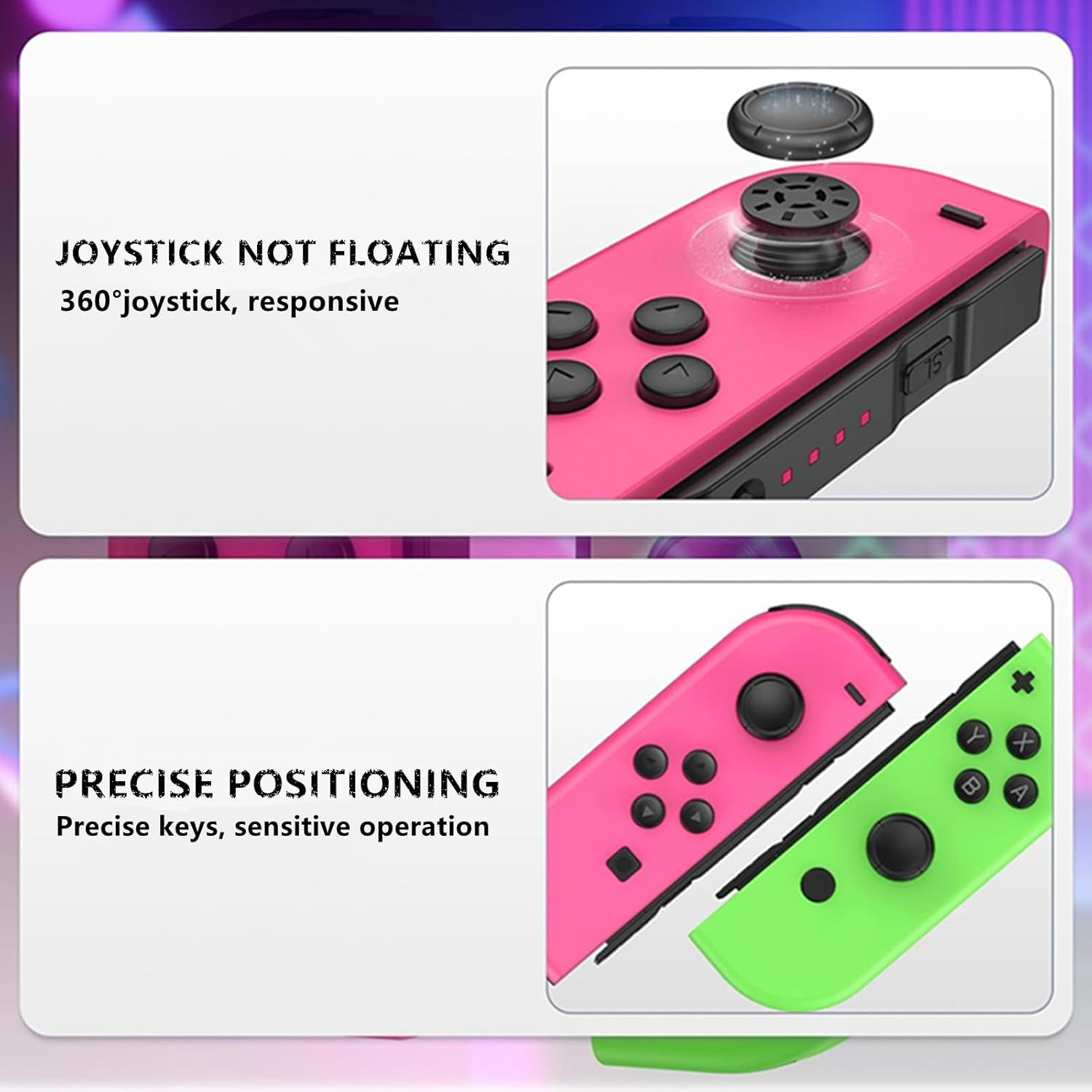 Joy Cons for Switch Controllers, Wireless Replacement for Switch, Left and Right Controllers Support Sports Dual Vibration/Wake-Up/Motion Control/Screenshot Function (Green and Pink) image number 5