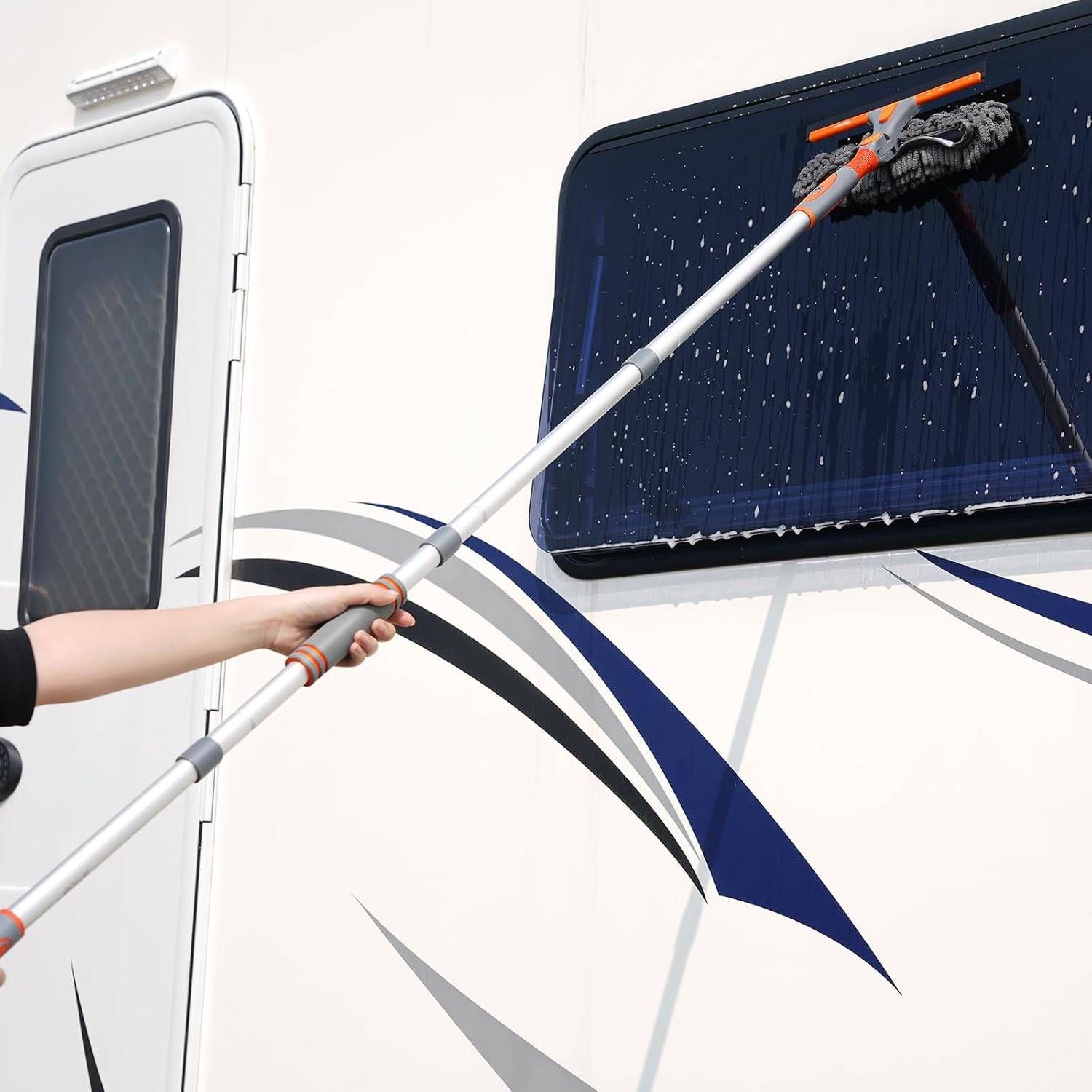 Eazer 89&lsquo;&rsquo; Squeegee Window Cleaner 2 in 1 Rotatable Window Cleaning Tool Kit with Extension Pole, Window Washing Equipment with Bendable Head for Indoor/Outdoor Window and Car Glass image number 3