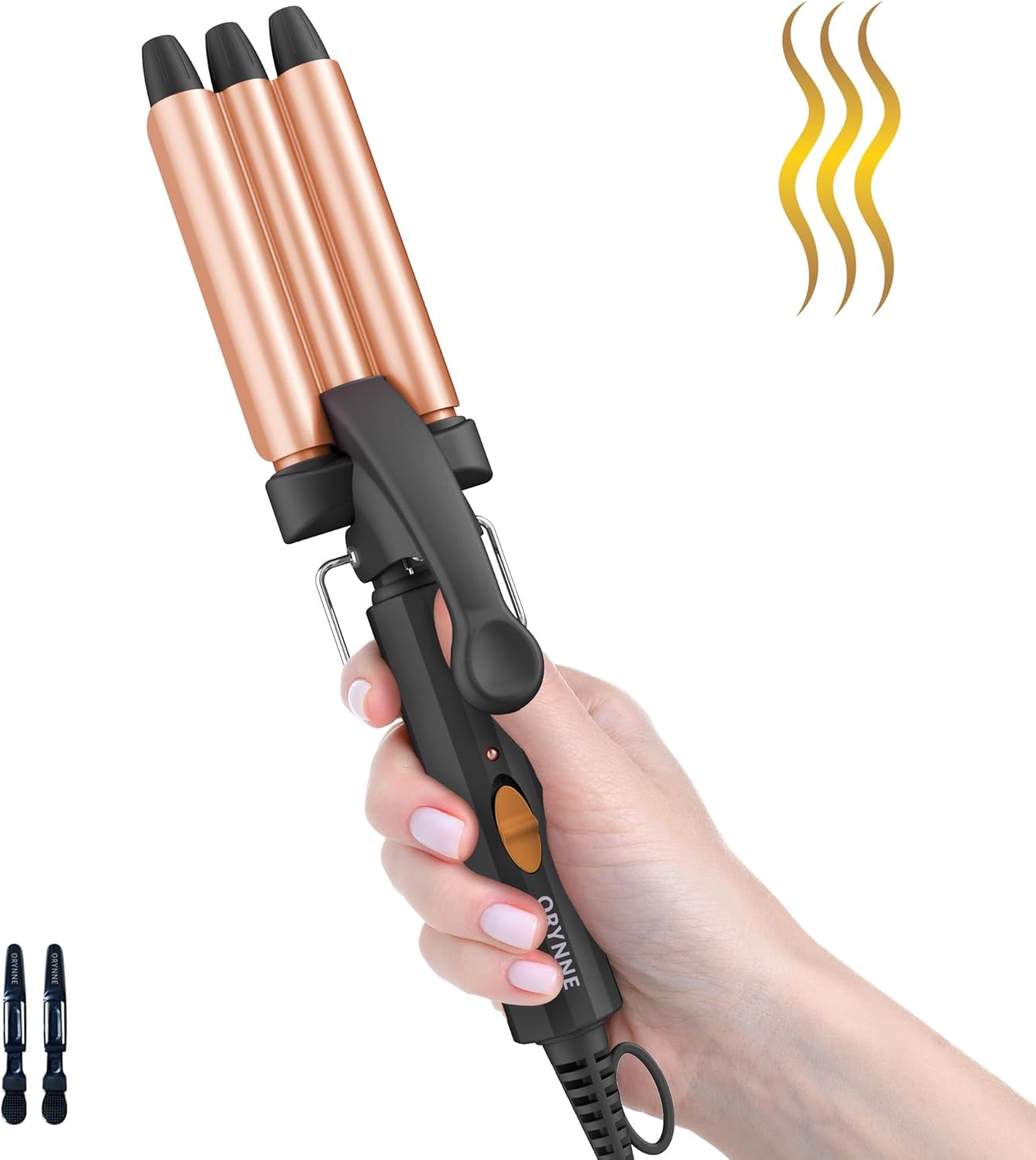 Crimper Hair Tool for Short Hair, 1/2 Inch Mini Crimper for Tight Beach Waves, Mini 3 Barrel Curling Iron with Argan Oil Infused, Beach Waves Curling Iron, Easy to Use image number 6