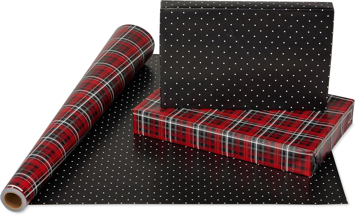 American Greetings 175 Sq. Ft. Reversible Wrapping Paper for Christmas and All Holidays, Red and Black Plaid (1 Jumbo Roll 30 In. X 70 Ft.) - Snowmen And Plaid image number 6