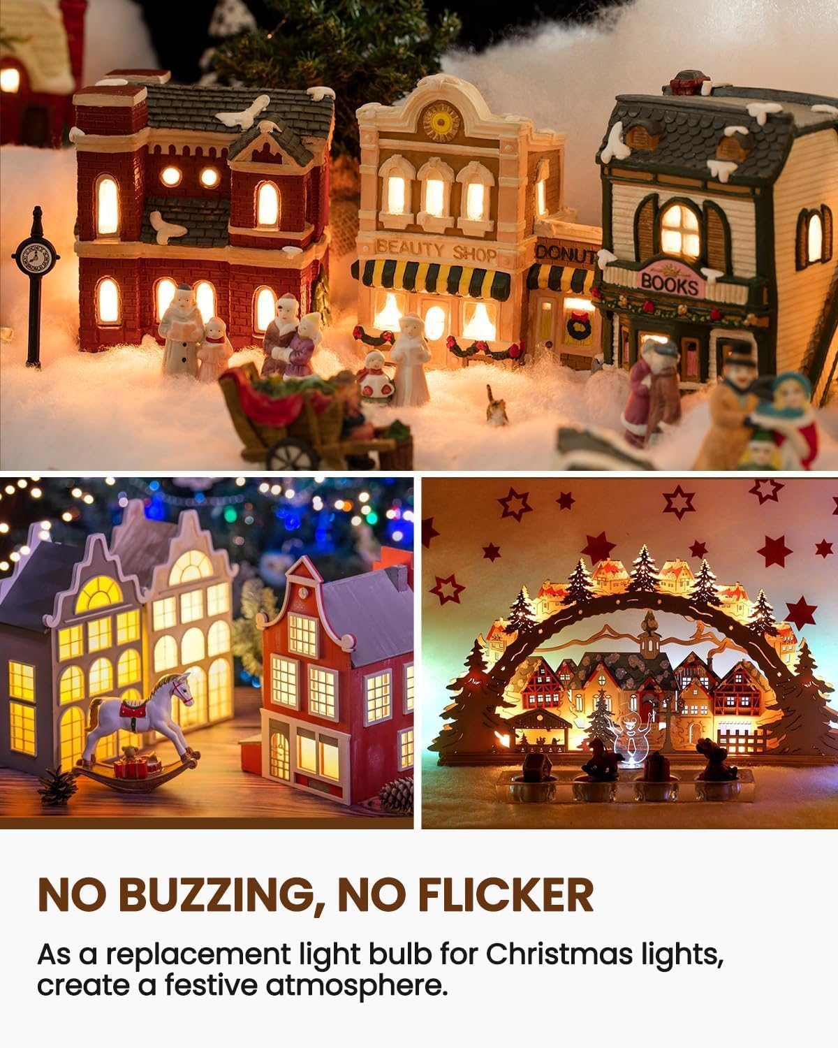 Doright Vintage E14 LED Bulb, Mini 1W Amber Glass, Warm White 2200K, Filament Retro Lamp, 10W-15W Equivalent, 95 Lumens, Non Dimmable, 2 Pieces image number 2